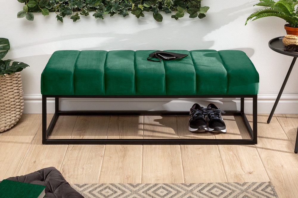 riess-ambiente Polsterbank PETIT BEAUTÉ 108cm smaragdgrün / schwarz (Einzelartikel, 1-St), Flur · Samt · Metall · Schlafzimmer