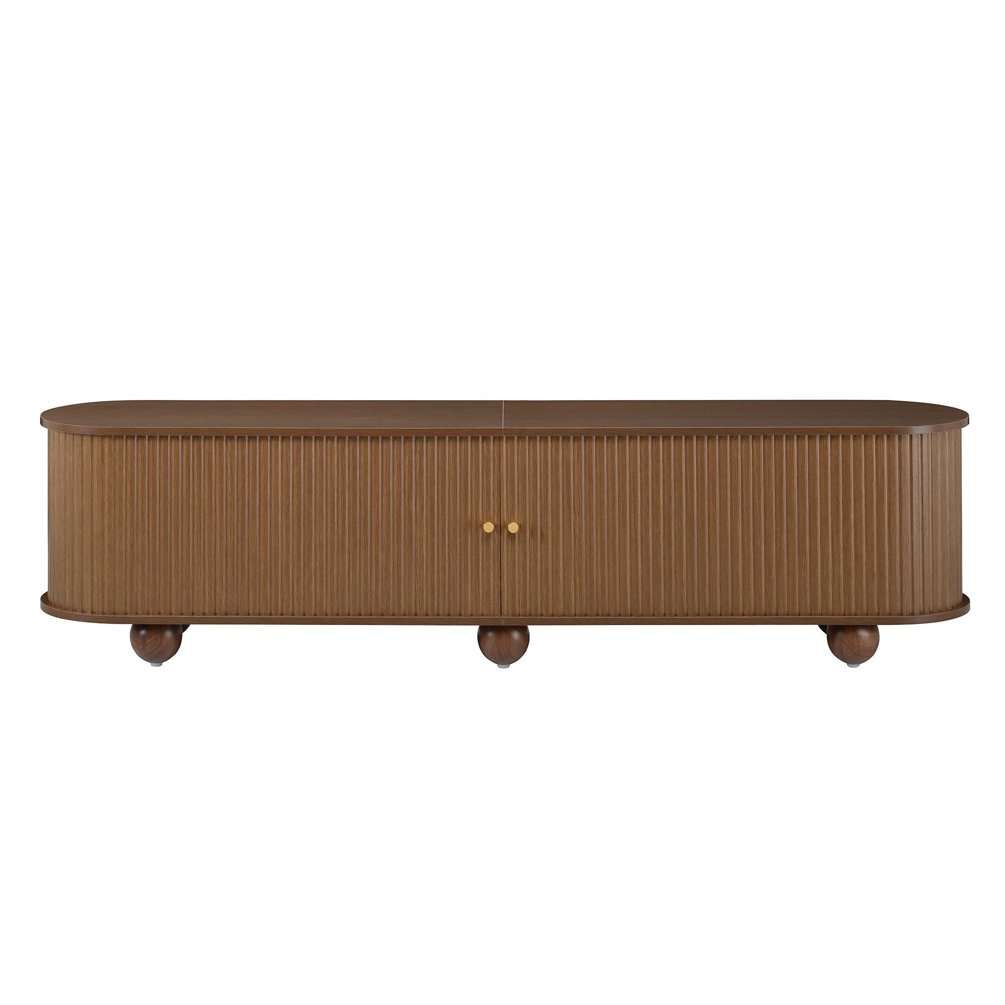 Celya TV-Schrank RundungenTV Lowboard mit Schiebetüren (Retro TV Möbel, Wohnzimmermöbel, mit Kugelfüße) Geeignet für Wohnzimmer