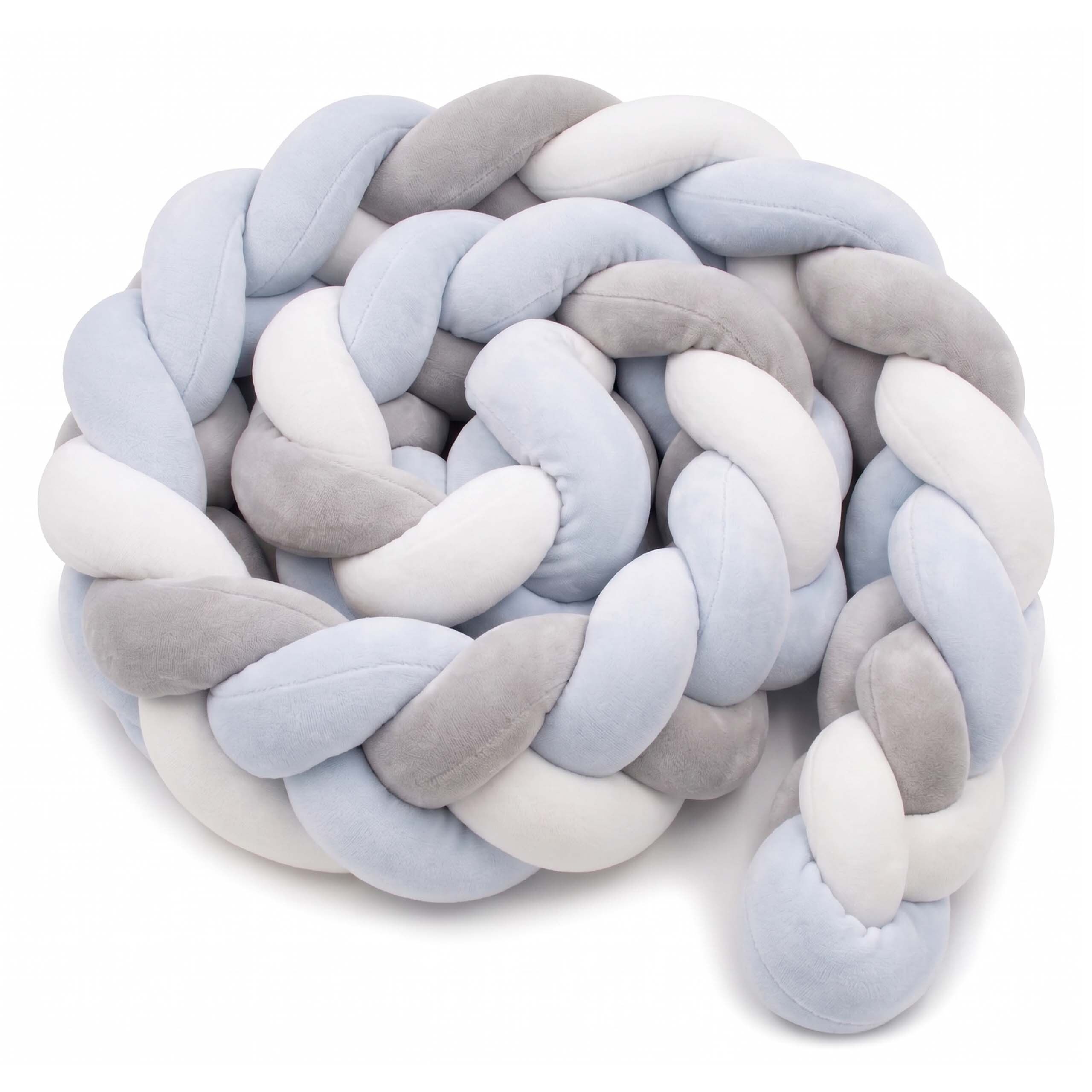 relaxdays Kuschelnest Geflochtene Bettschlange 220cm, Grau-Blau
