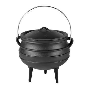 Feel2Home Feuertopf Dutch Oven Kochkessel Potjie Outdoorküche Schmortopf versch. Größen, Gusseisen, Gleichmässige Hitzeverteilung