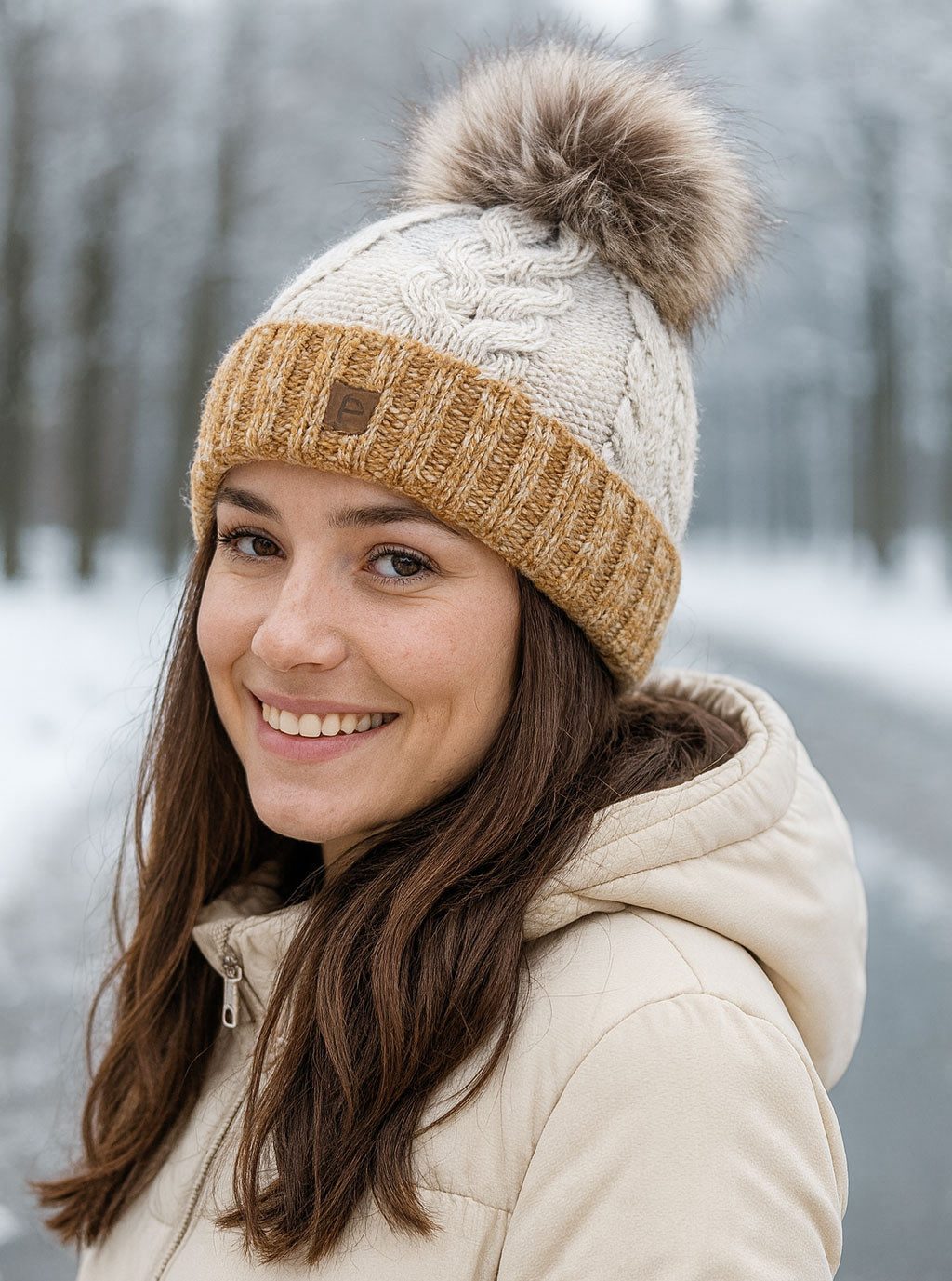 Faera Bommelmütze Wintermütze Damen Herren Mütze Beanie Haube gefüttert Bommelmütze