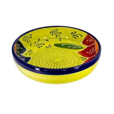 Kaladia Multireibe Reibeschüssel in Grün & Blumen, Keramik, handbemalte Küchenreibe - Made in Spain