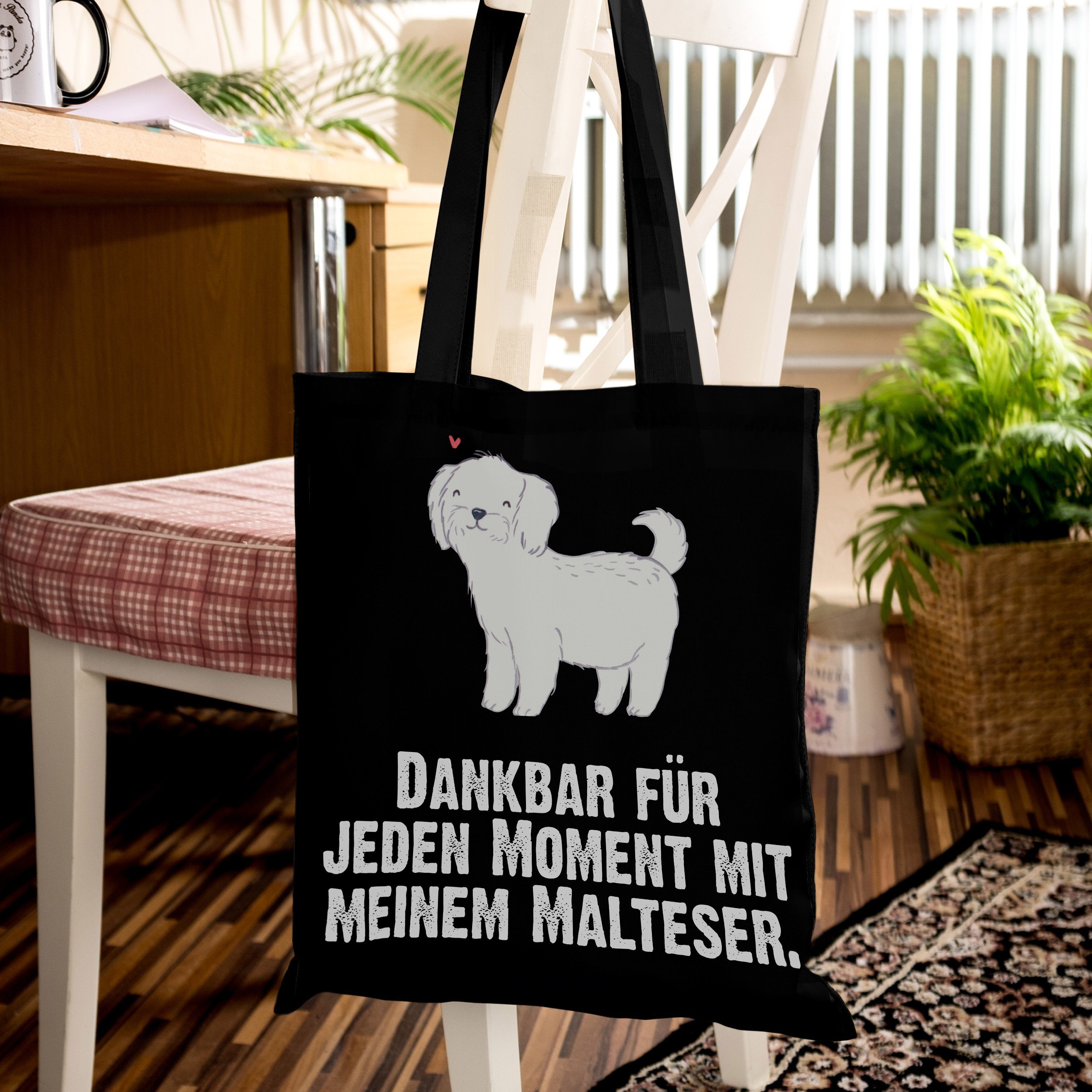Moment Mrs. Be Einkaufstasche, - Panda (1-tlg) Malteser - Schwarz Geschenk, Stoffbeutel, Mr. Tragetasche &