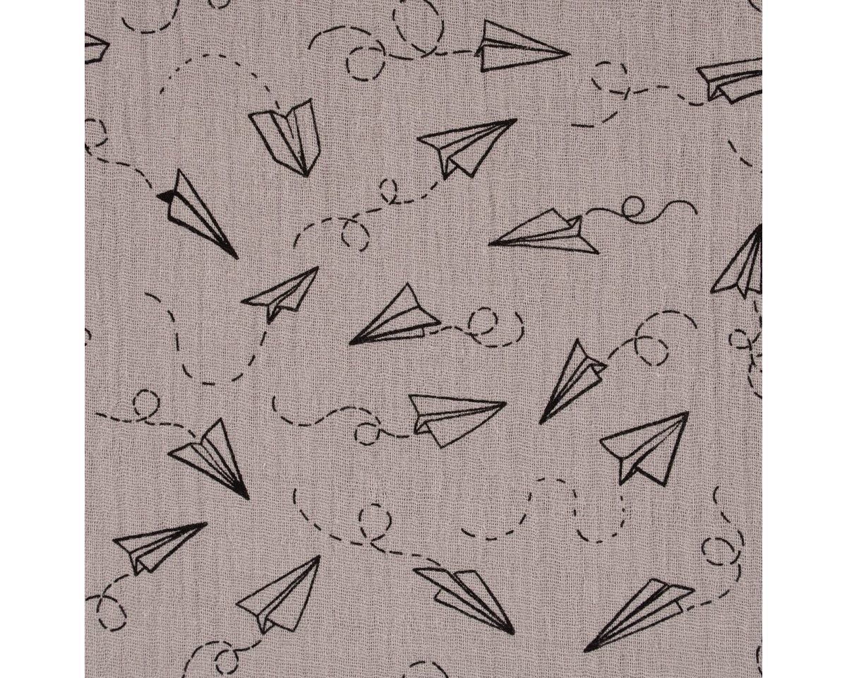 Thumbnail - SCHÖNER LEBEN. Stoff Double Gauze Musselinstoff Meterware Jeron Papierflieger grau 1,35m, atmungsaktiv