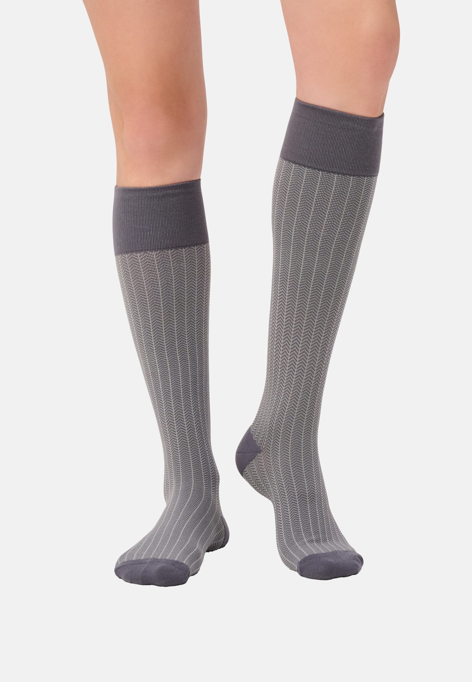 ITEM m6 Kniestrümpfe ALLDAY HERRINGBONE SOFT COMPRESSION Softe Kompression, Fischgrätmuster, optimale Passform, Business