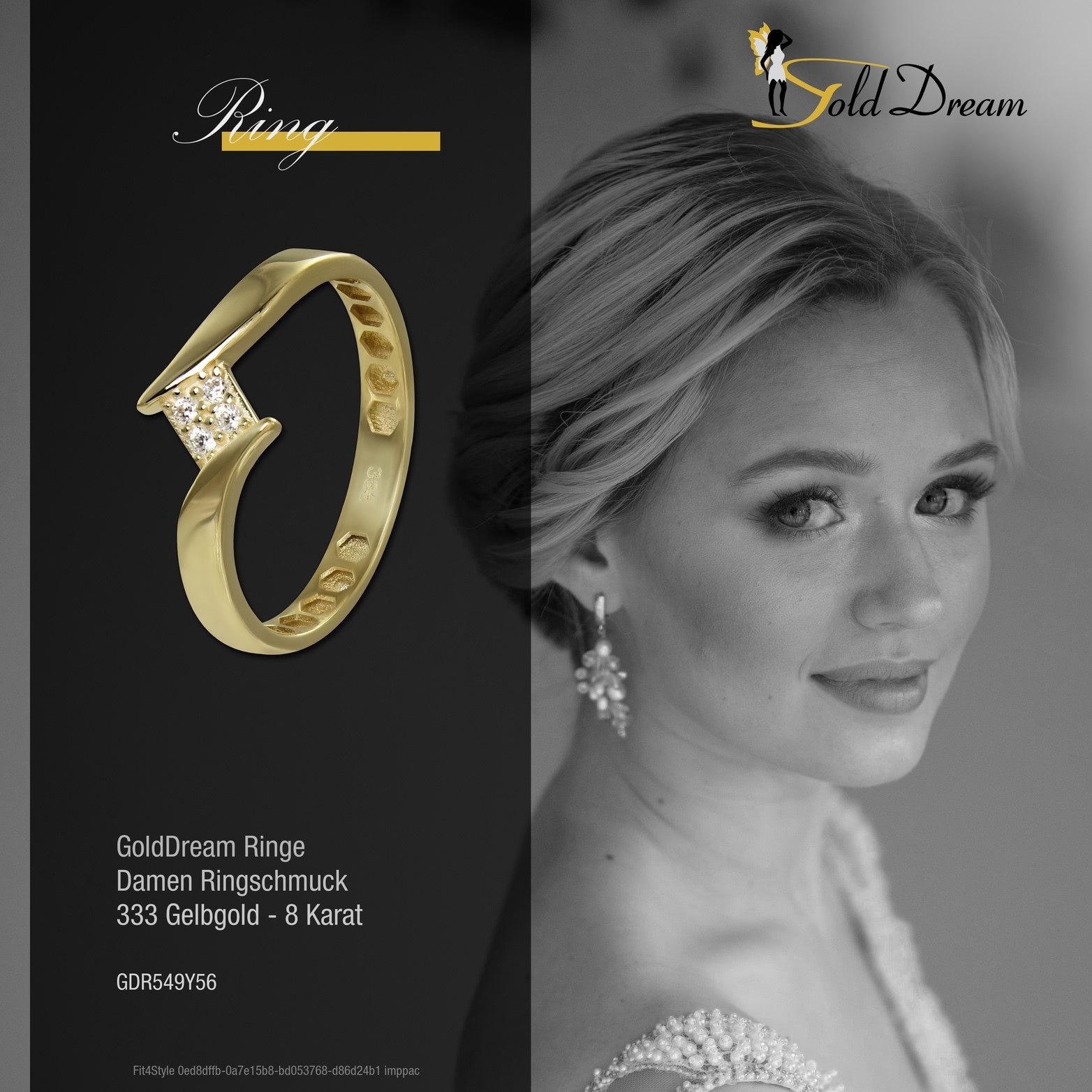 GoldDream Goldring GoldDream Gold Ring Square Gr.56 333er, Fingerring 333 Gelbgold - 8 Karat Square Damen Ringschmuck