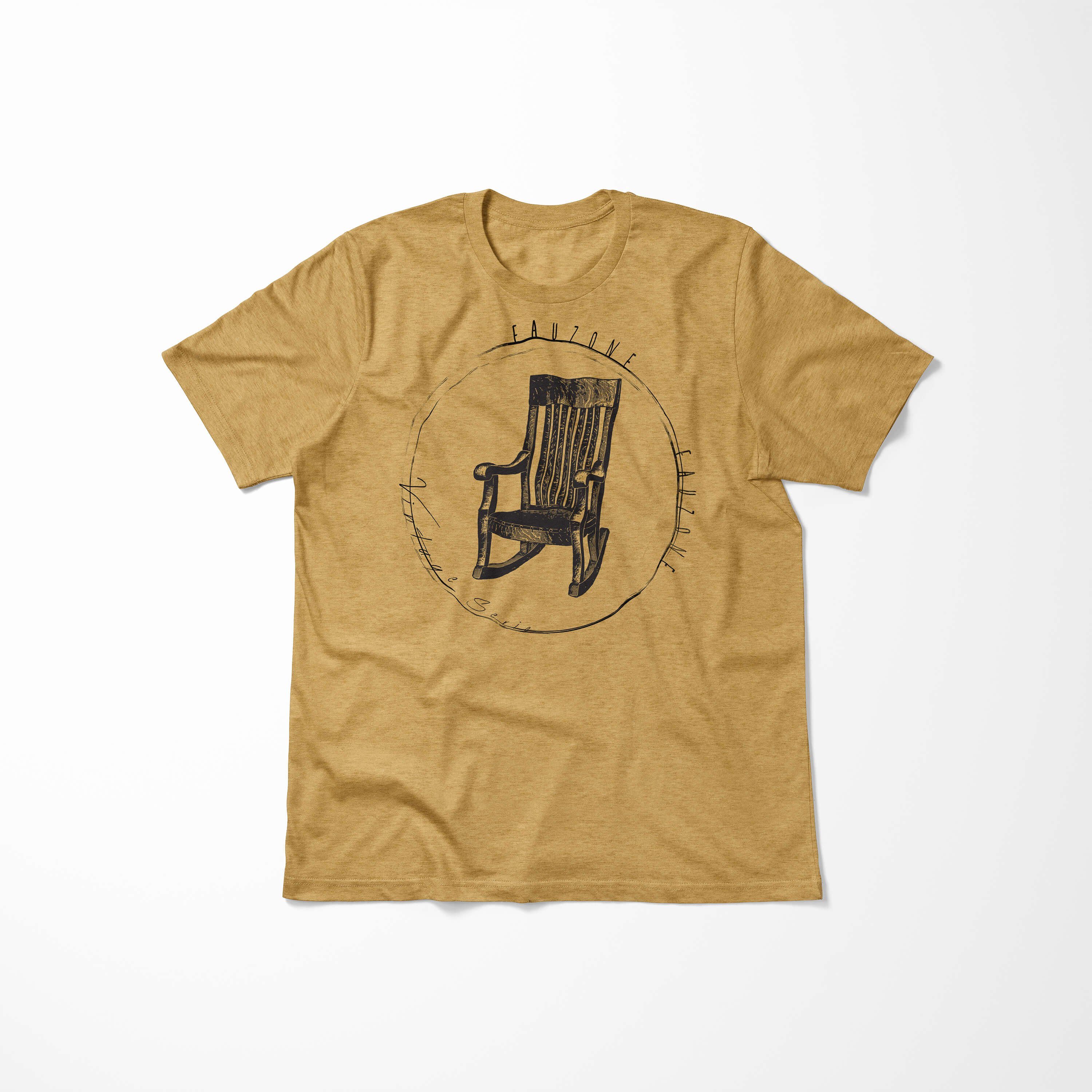 Herren Gold Vintage Antique Art T-Shirt T-Shirt Schaukelstuhl Sinus