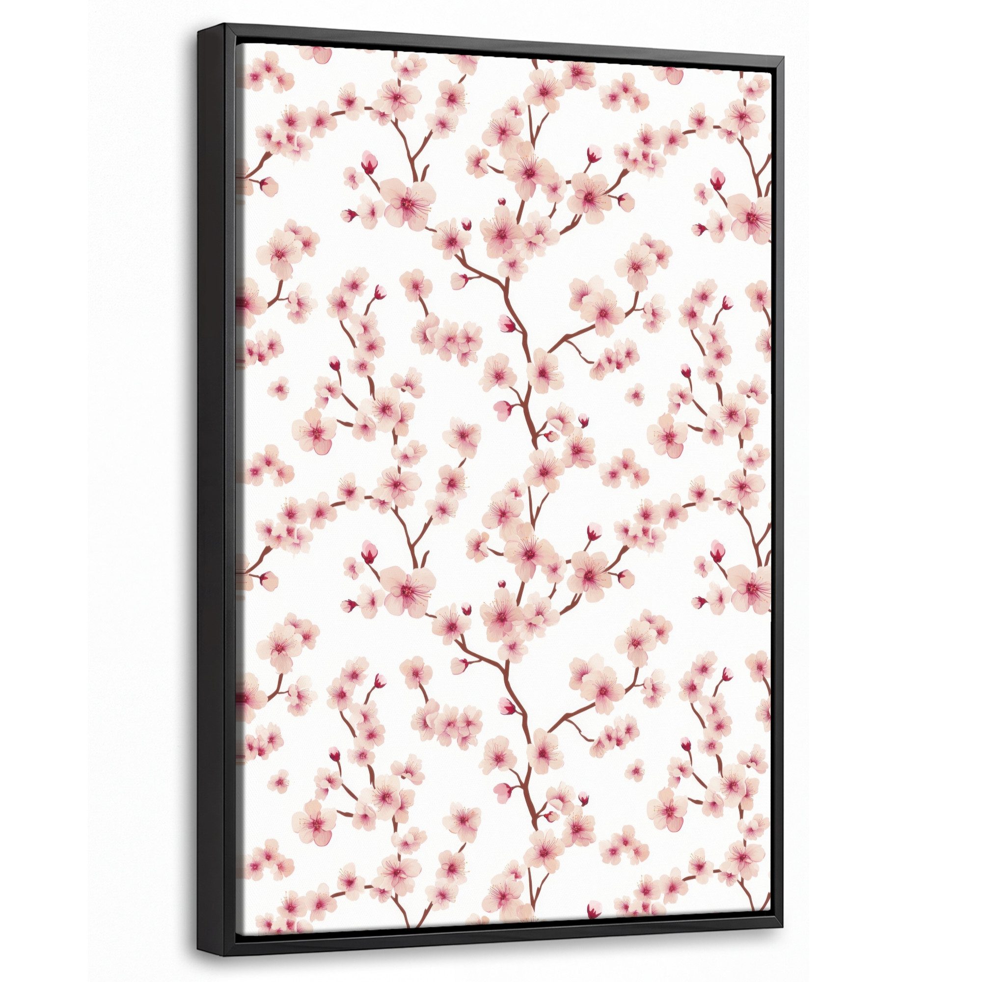 OneMillionCanvasses® Leinwandbild mit Rahmen - Kirschblüte - Zweige - Rosa, Fotodruck (1 St), Deko für Wohnzimmer Schlafzimmer Küche 20x30cm