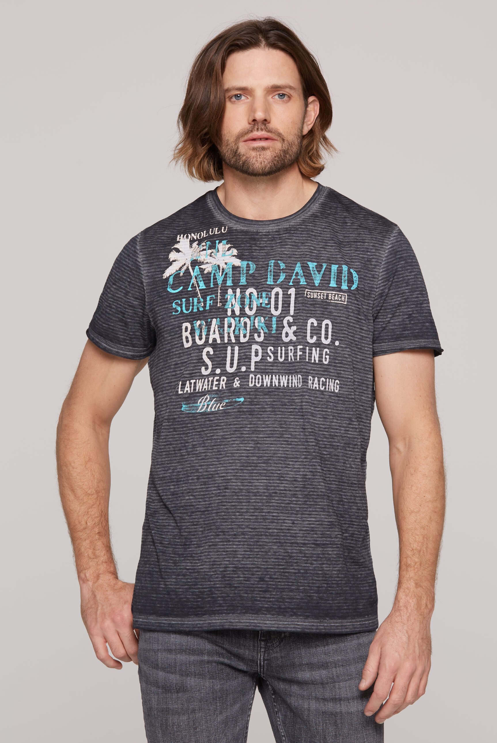 CAMP DAVID Rundhalsshirt mit Ausbrenner-Effekten günstig online kaufen