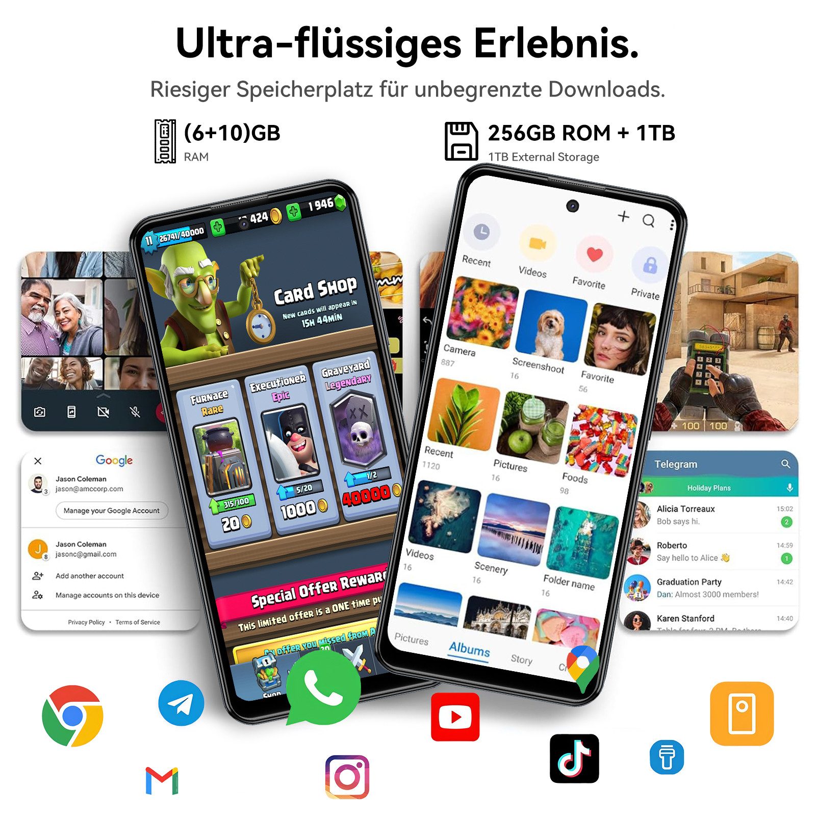 HOTWAV Android Handy, 16+256 GB, 5160 mAh, Smartphone ohne Vertrag, günstiges Smartphone (16,7 cm/6.8 Zoll, 256 GB Speicherplatz, 48 MP Kamera, Mobiltelefon, handy ohne vertrag, android Smartphone angebote)