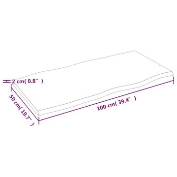 furnicato Tischplatte 100x50x2 cm Massivholz Eiche Behandelt Baumkante (1 St)