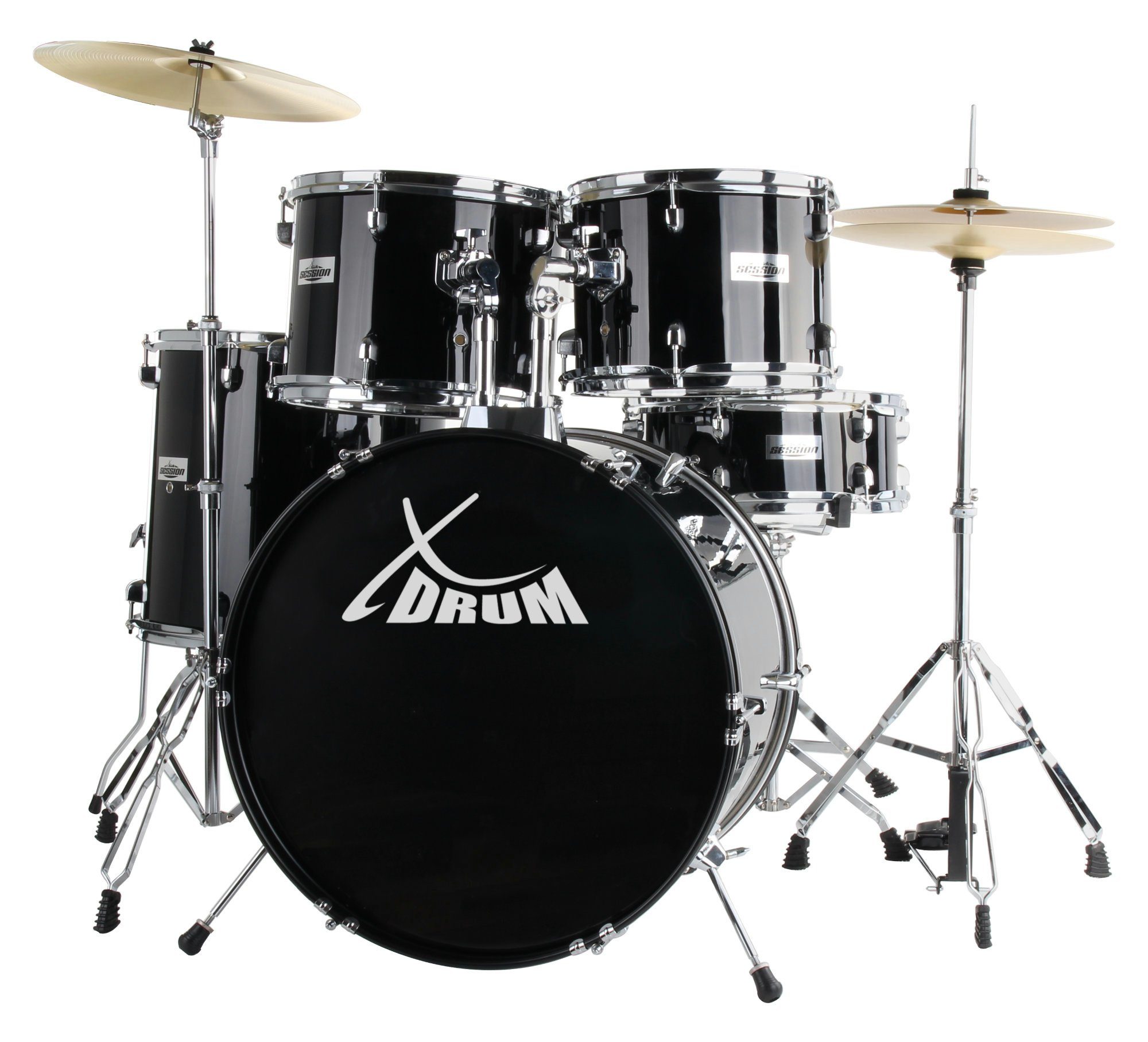 XDrum Schlagzeug Semi 20" Studio,Komplettes Drumset, inkl. Hocker & Drumsticks, Kesselgrößen: 20" BD, 10" TT, 12" TT, 14" FT, 14" SD