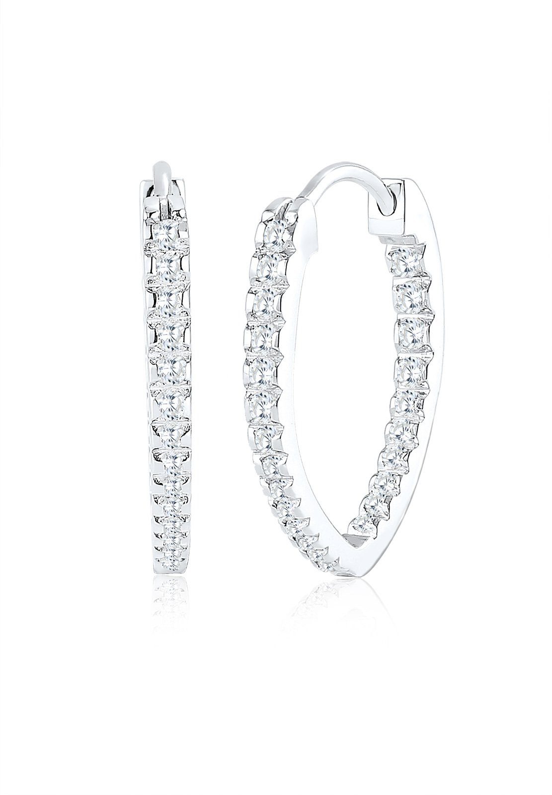 Elli Paar Creolen Creolen Oval Zirkonia Weiß 925 Sterling Silber günstig online kaufen