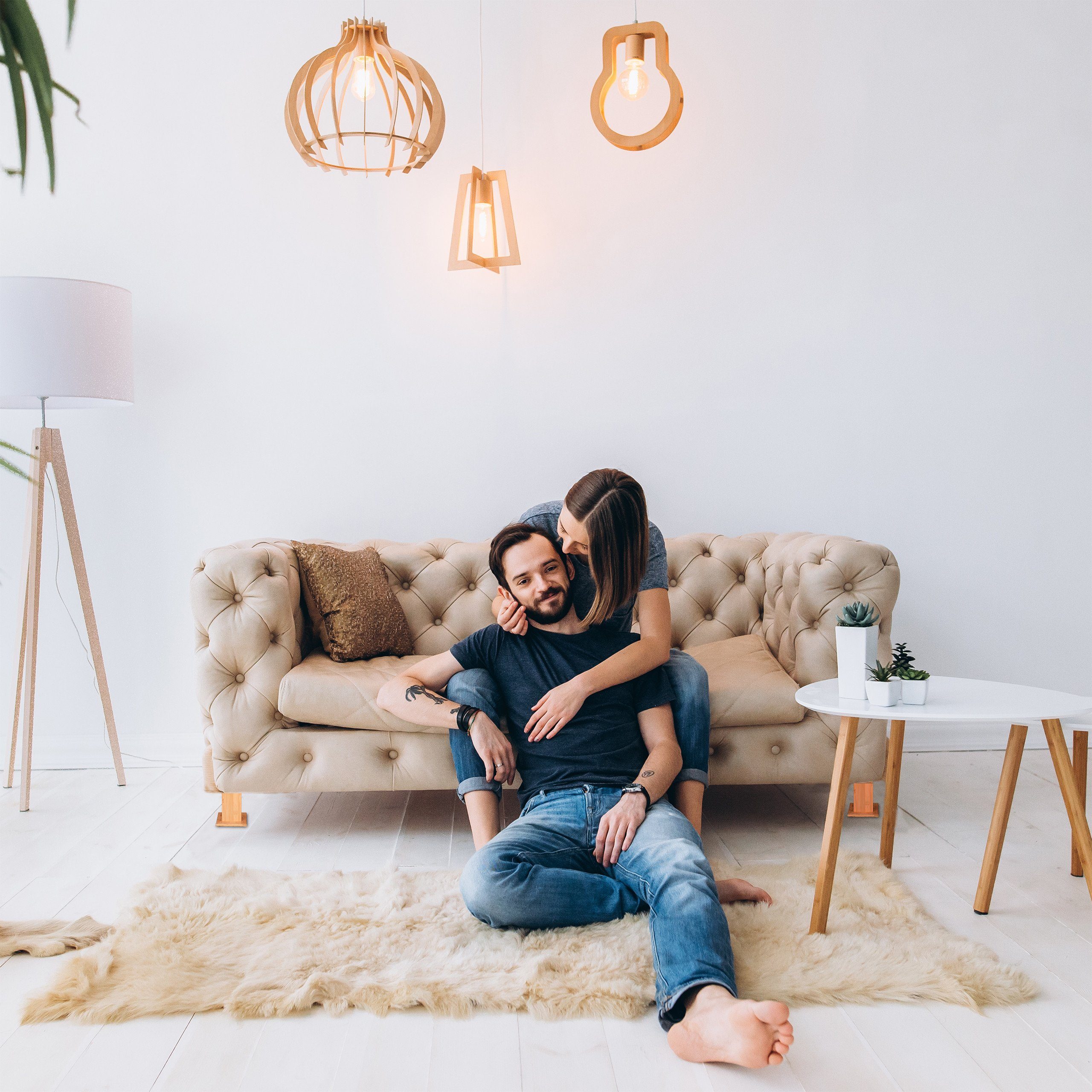 relaxdays Erhöhungs-Set Möbelerhöher 4er Set aus Bambus, natur günstig online kaufen