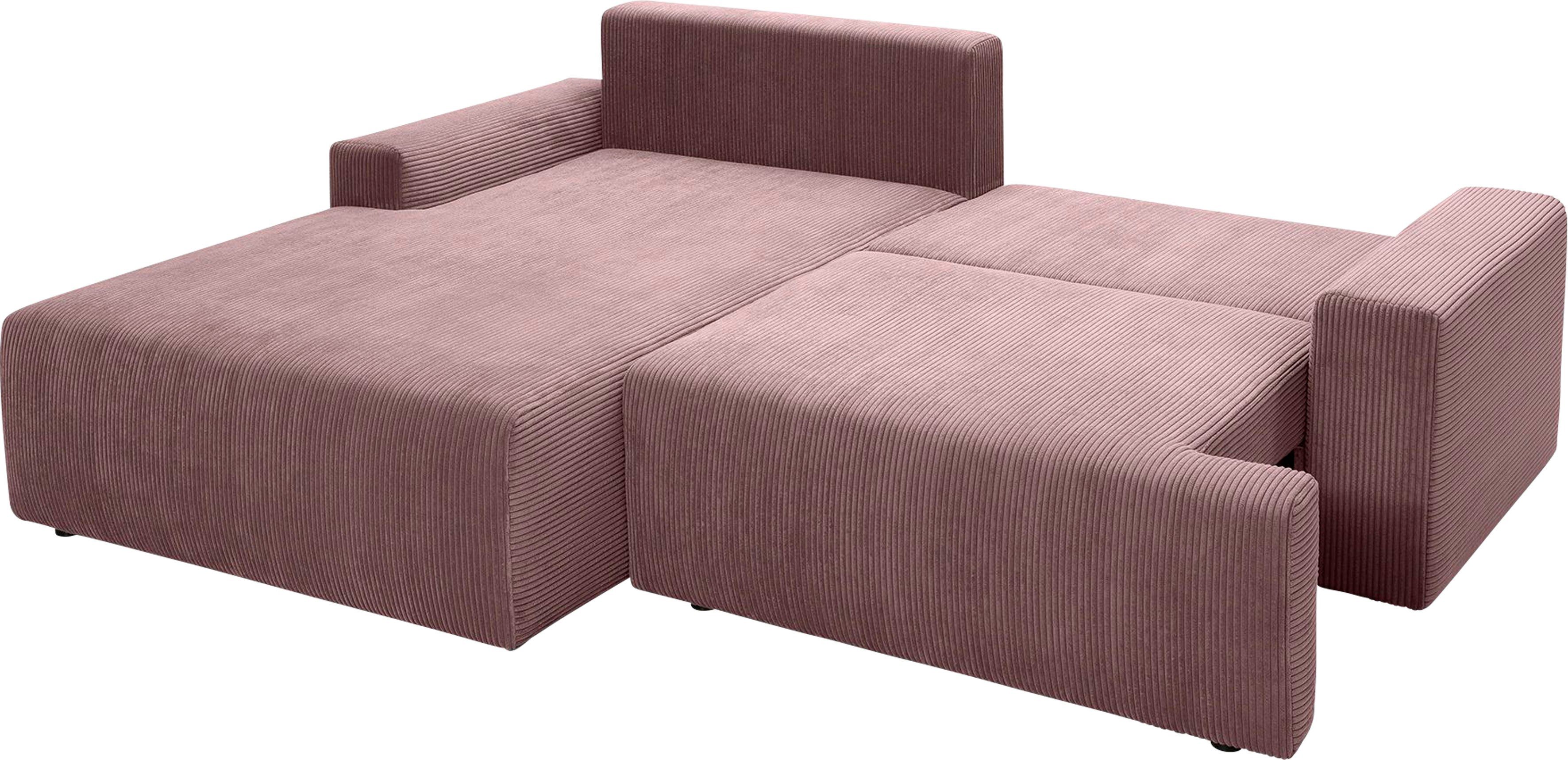 fashion inklusive sofa verschiedenen Cord-Farben und exxpo Bettkasten - rose Ecksofa Bettfunktion Orinoko, in