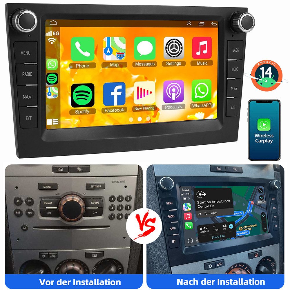 Für Opel Corsa C/D Zafira B Astra G H Android 14 Carplay Autoradio