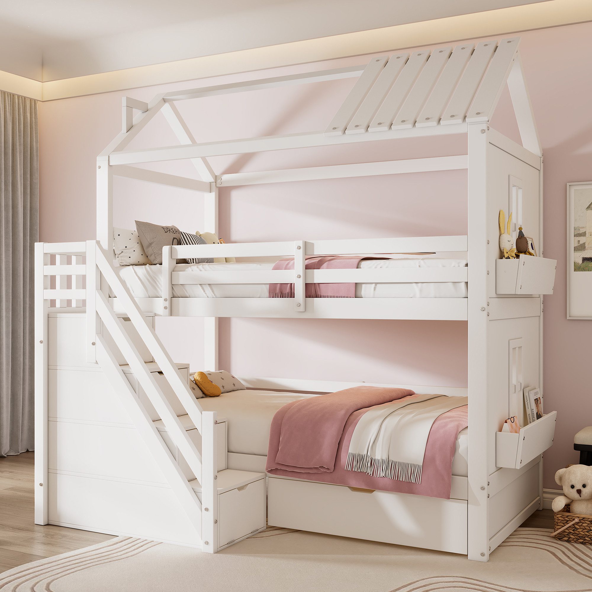 Odikalo Etagenbett Kinderbett Hochbett Rutschen Stauraum günstig online kaufen