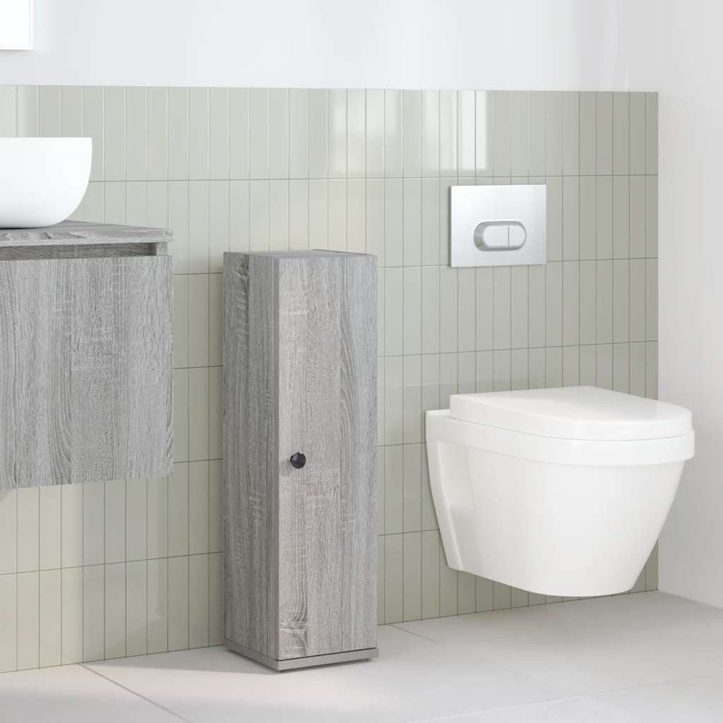 vidaXL Badezimmer-Set Badezimmerschrank mit Rollenhalter Grau günstig online kaufen