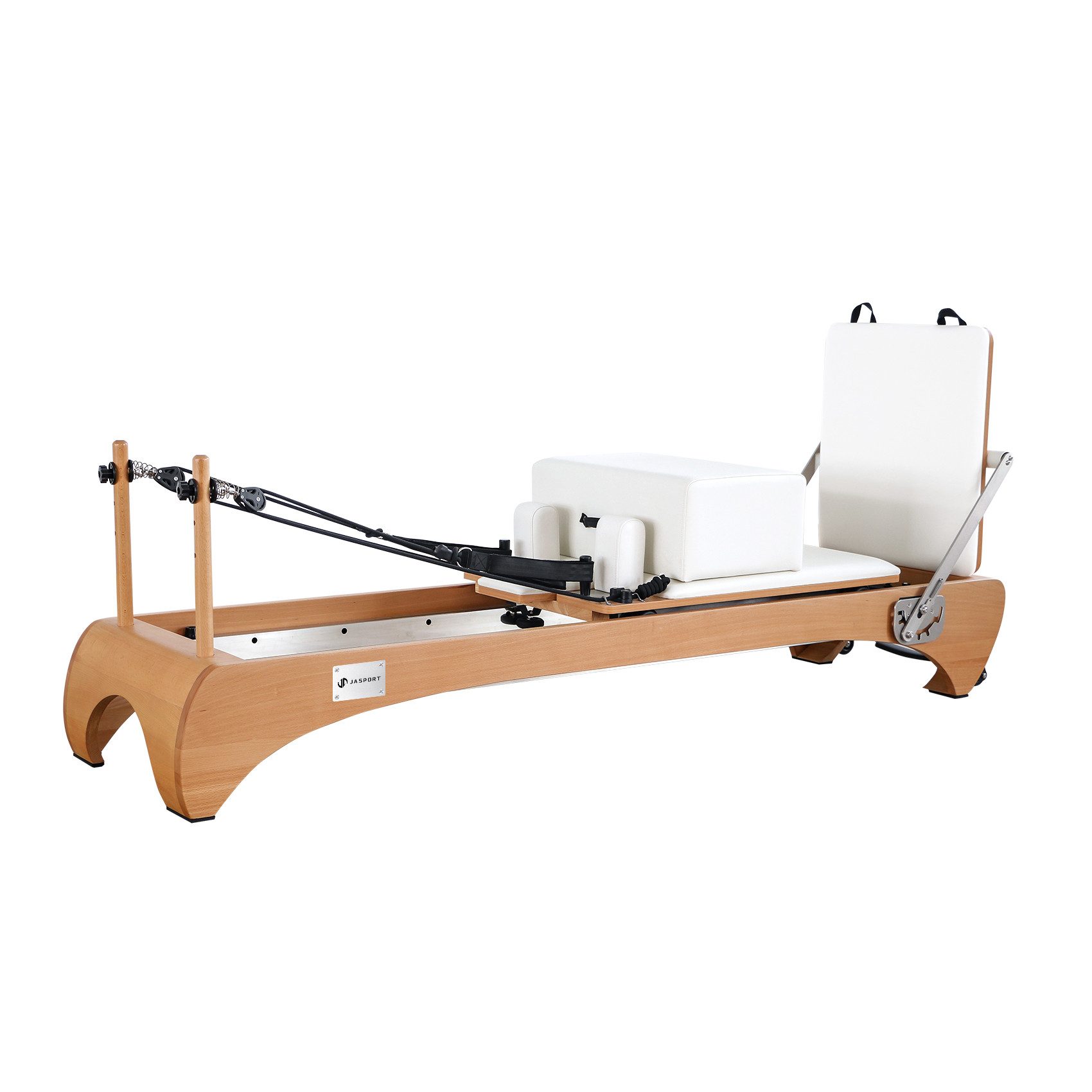 JASPORT Pilates-Reformer H89 aus Buchenholz, (Pilates Reformer Set inklusive Box, Sprungplatte und Zubehör), Stabiler Rahmen aus Buchenholz