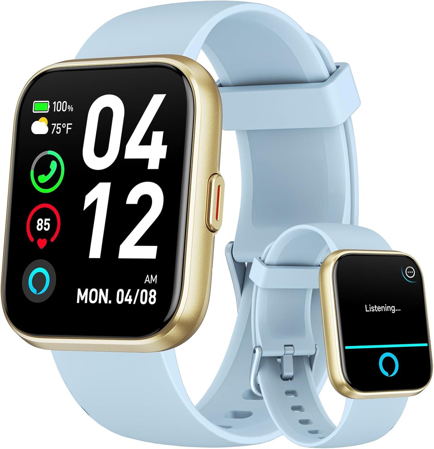 Fitpolo ID208PLUS Smartwatch (4,5 cm, android ios), SMARTWATCH MIT TELEFONFUNKTION ALEXA UND 110 SPORTMODI FÜR JEDEN TAG