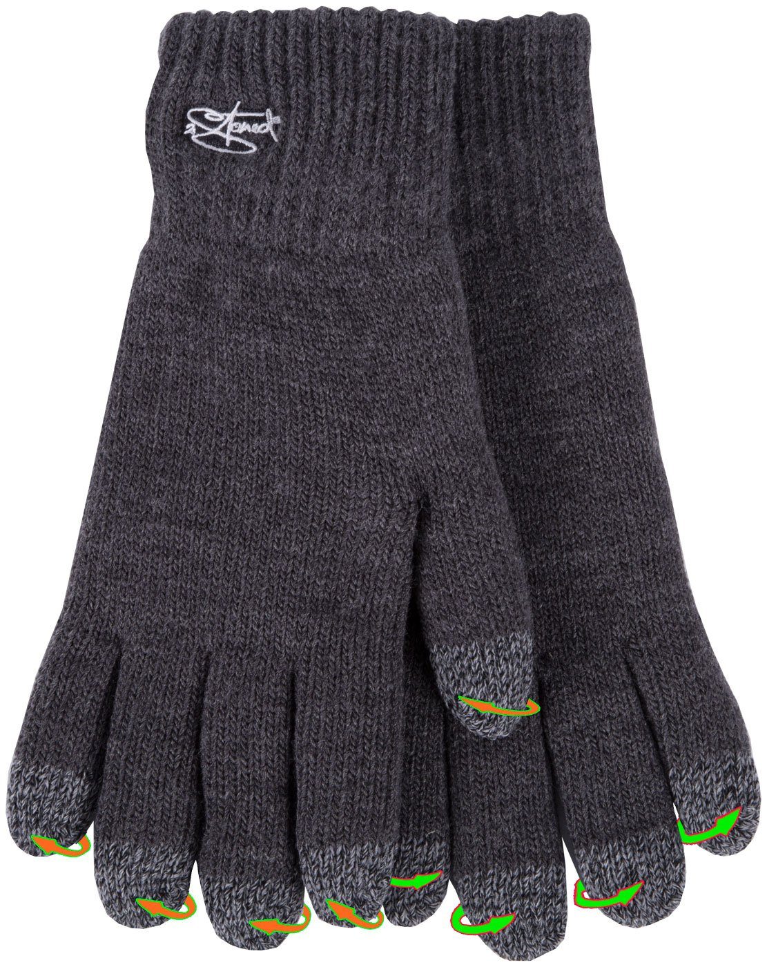Kinder Teens (Gr. 128 - 182) 2Stoned Strickhandschuhe Handy Handschuhe Touch Damen Gefüttert in Anthrazit, Größe S (VPE, 1 Paar)
