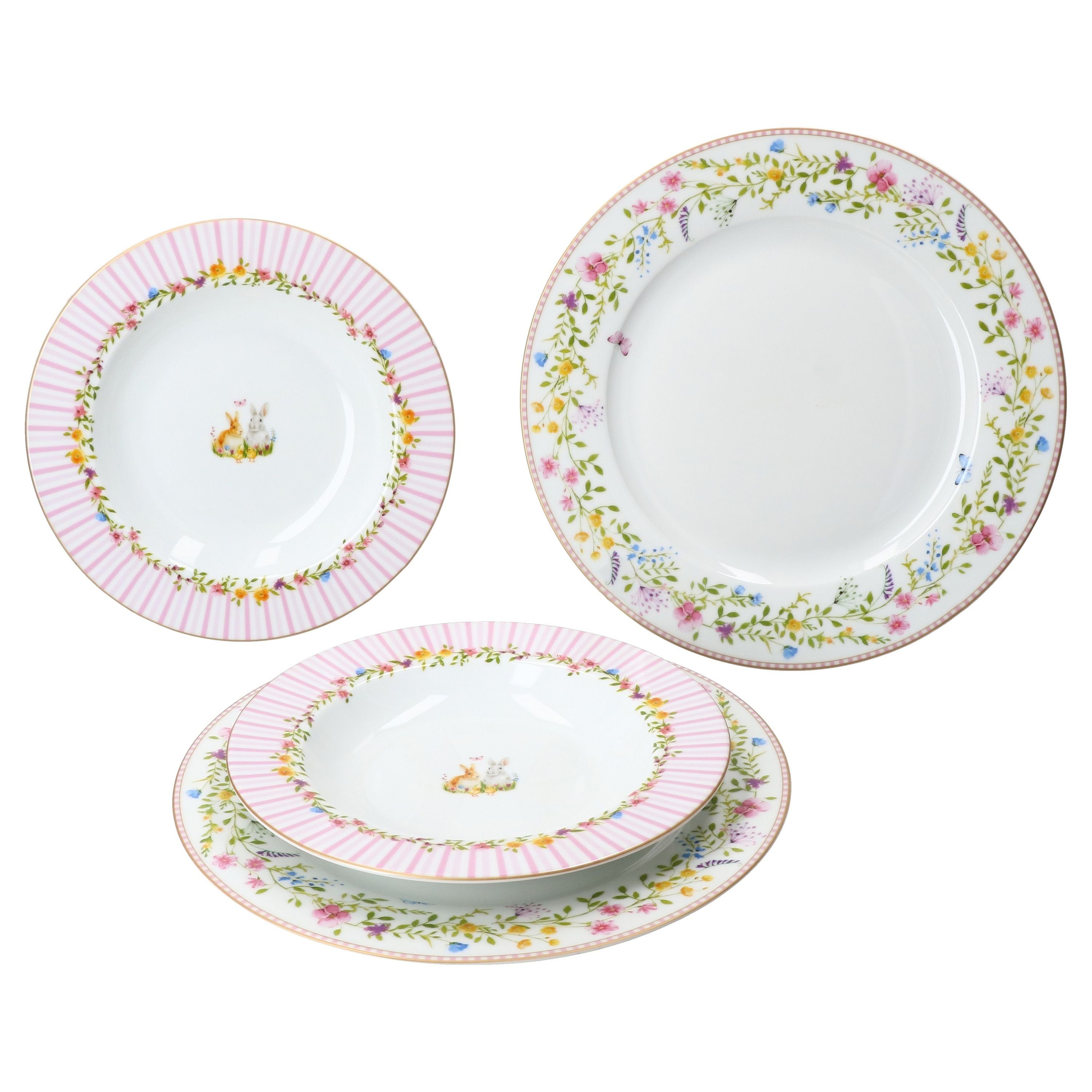 Tafelservice 4tlg Tafelservice Happy Easter Steingut Speiseteller Suppenteller