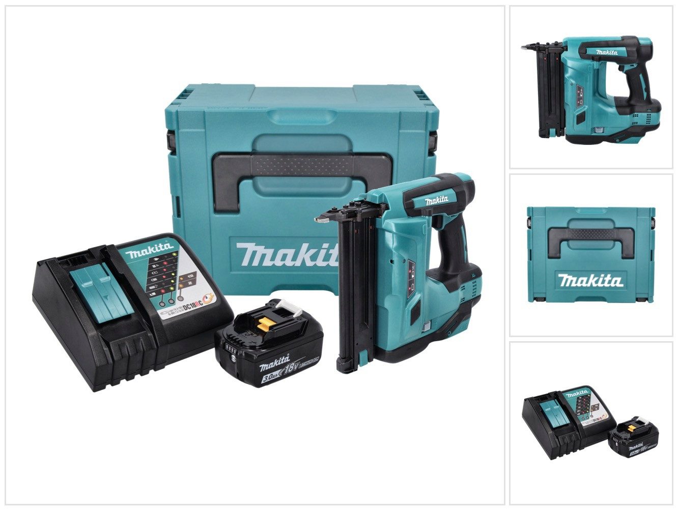 Makita Stauchkopfnagler DBN 500 RF1J Akku Stauchkopfnagler 18 V 15-50 mm + 1x Akku 3,0 Ah