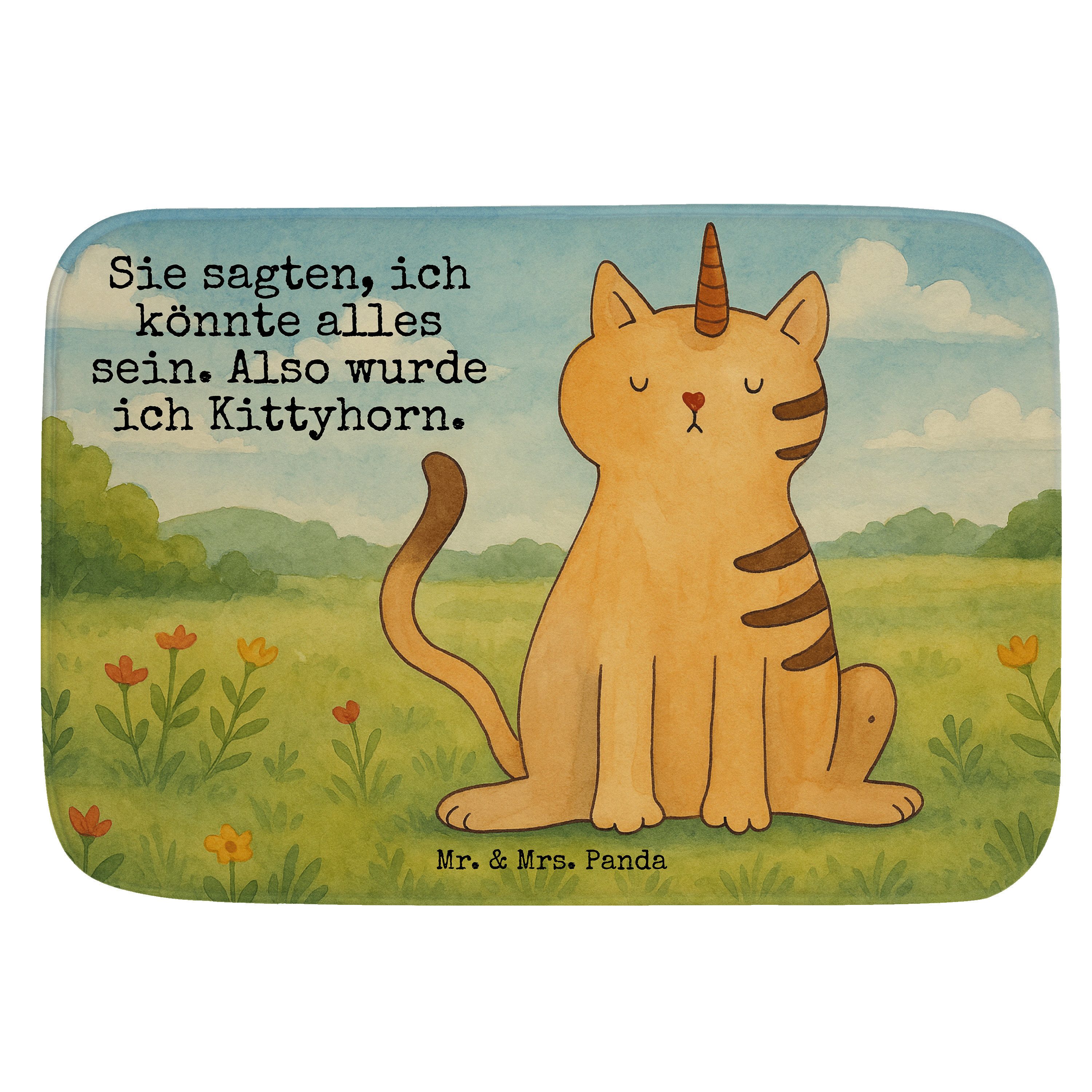 Badematte Einhorn Katze Design, Badvorleger, Weiß, Badezimmerteppich, Regenboge