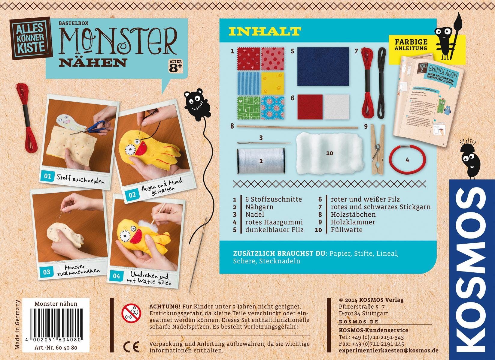 Kosmos Kreativset AllesKönnerKiste Monster nähen, (Set), Made in Germany