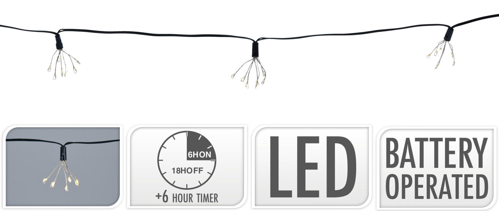 Lichterbüscheln weiß, betrieben Lichterkette warm Deko LED-Lichterkette Spetebo Timer Batterie mit mit