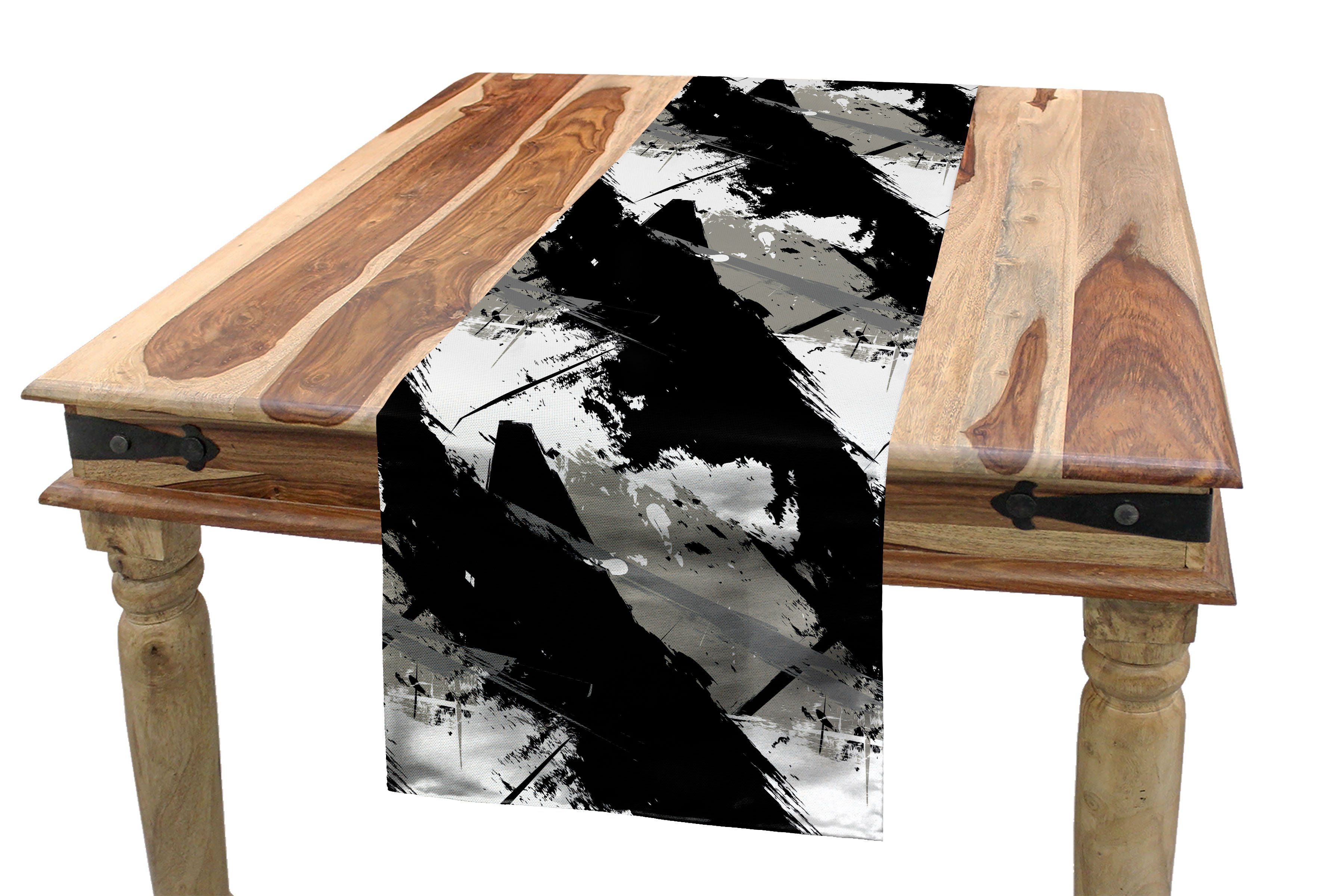 Tischläufer Rechteckiger Küche Pinselstrich-Effekte Dekorativer Trübe Abakuhaus Grunge Tischläufer, Esszimmer