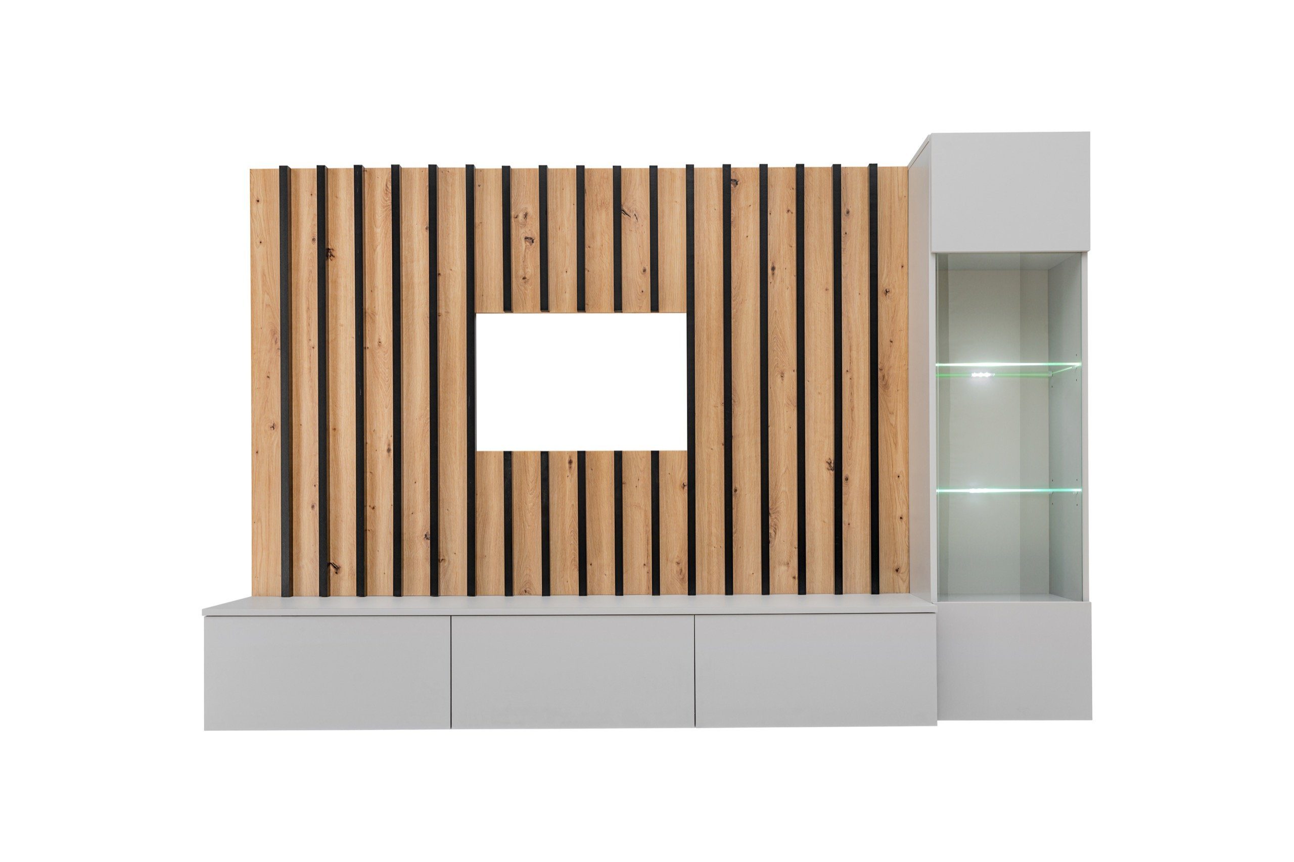 ASM-Moebel Wohnwand Wohnwand VERTI mit Led Beleuchtung Push-Click und Lamel günstig online kaufen