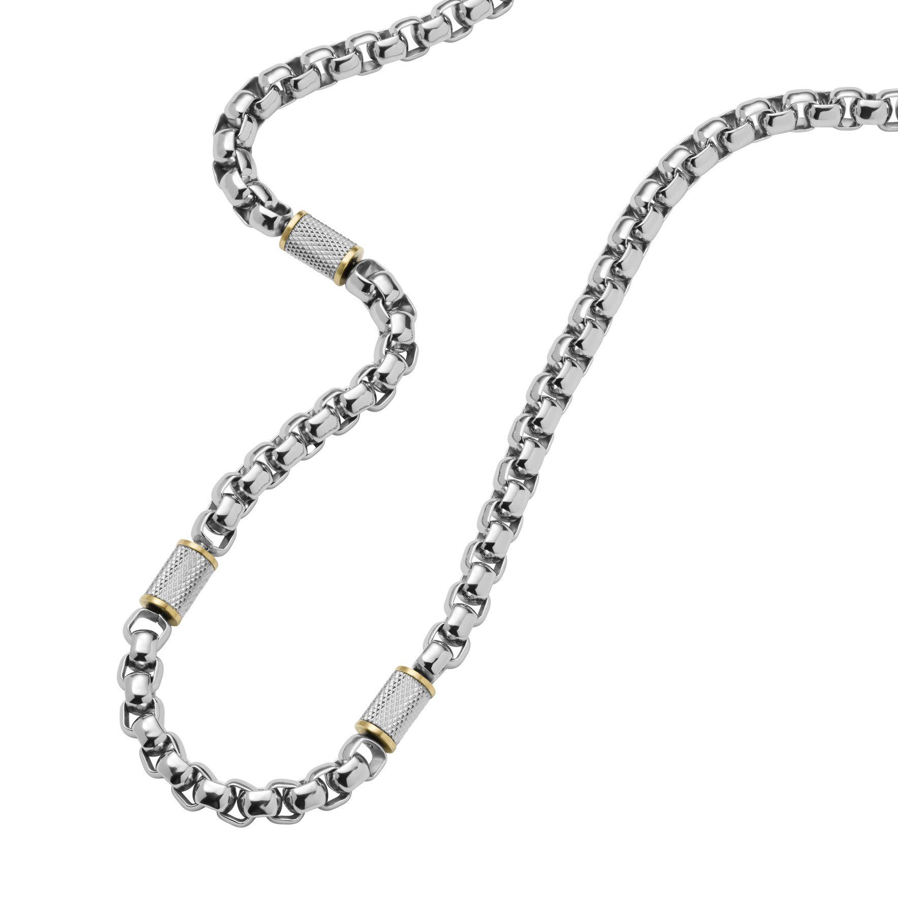 Fossil Edelstahlkette Halskette goldfarb...