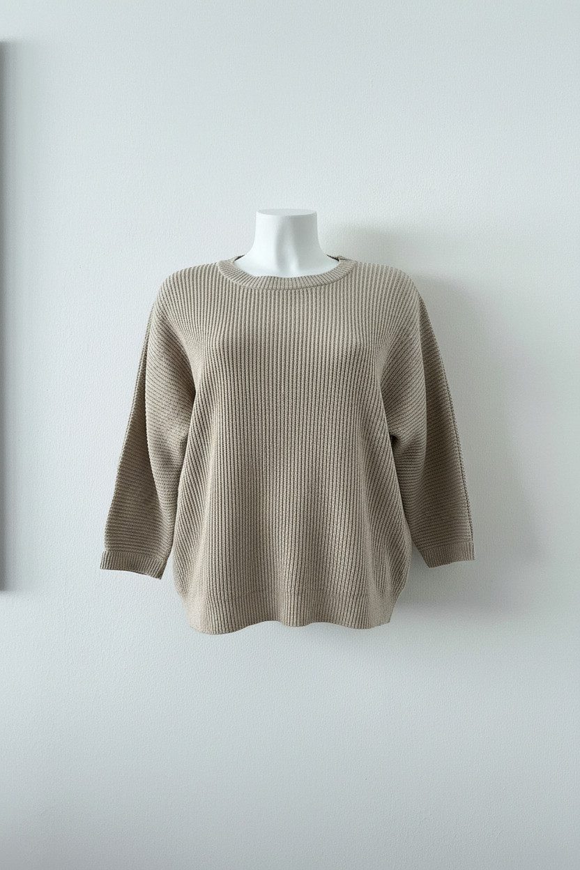 Zuckerwatte 3/4 Arm-Pullover Rippstrick, aus weicher Baumwollmischung