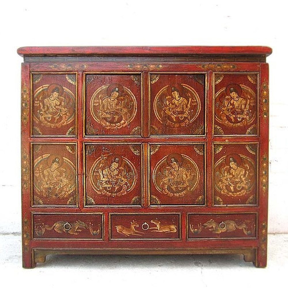 Luxury-Park-Direct Kommode Asien große Kommode Sideboard dunkelbraun und Gold Tibet .Luxury Park
