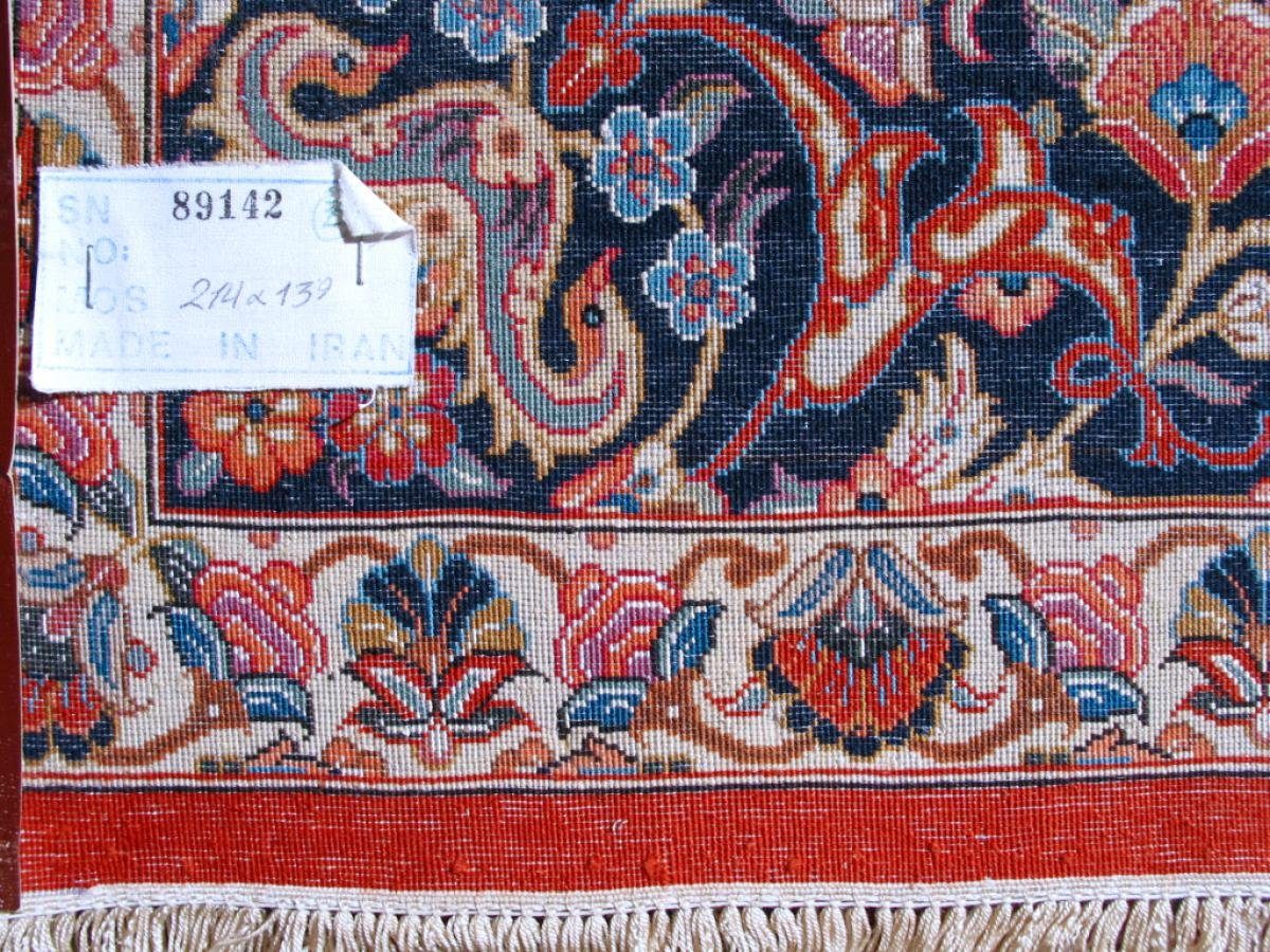 Isfahan Orientteppich Seidenkette rechteckig, mm Nain 6 Trading, Höhe: Orientteppich, 139x214 Handgeknüpfter