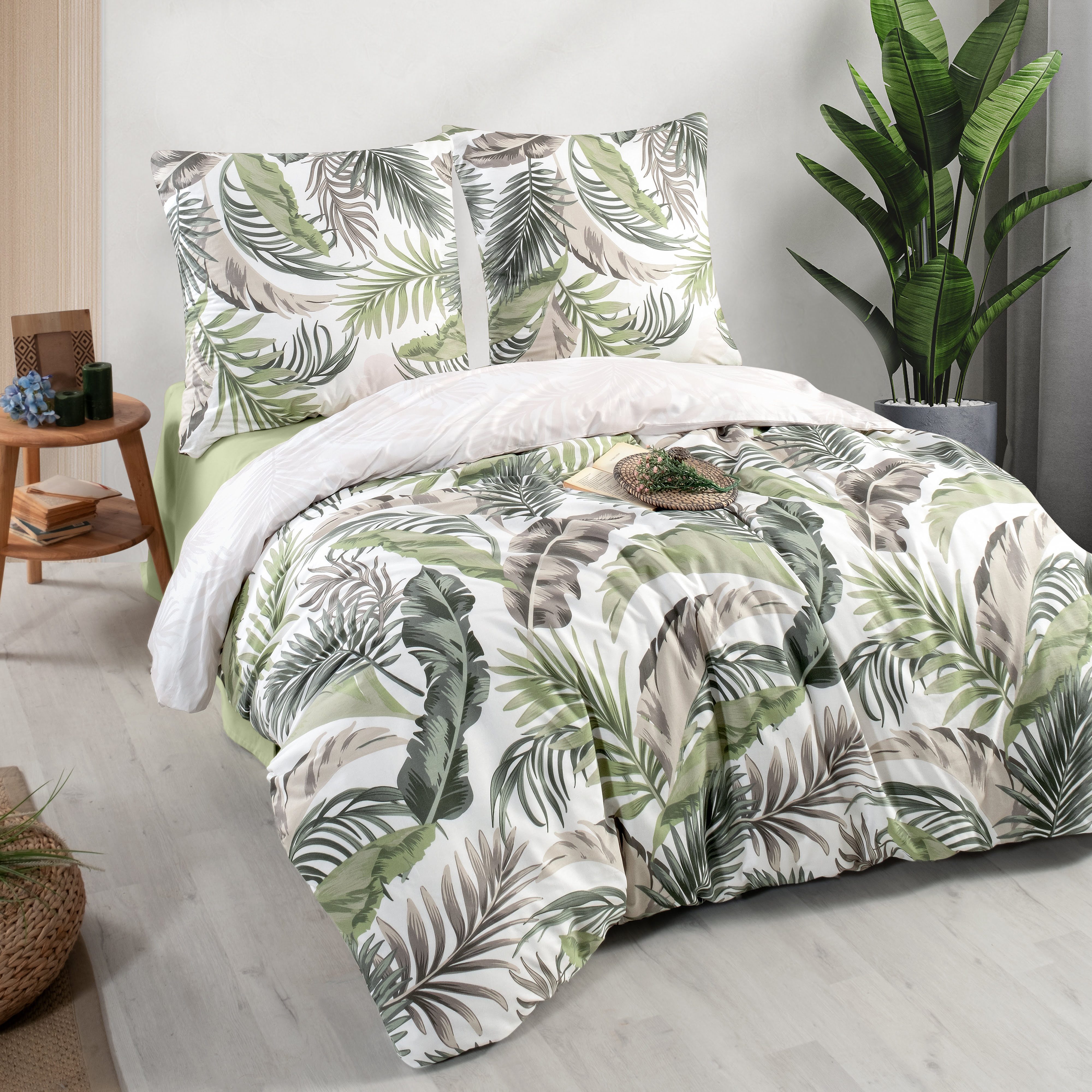 yadetextil Bettwäsche 200x200 cm, Renforce, 3 teilig, Bettwäsche-Set, 200x200 cm, Hena V2
