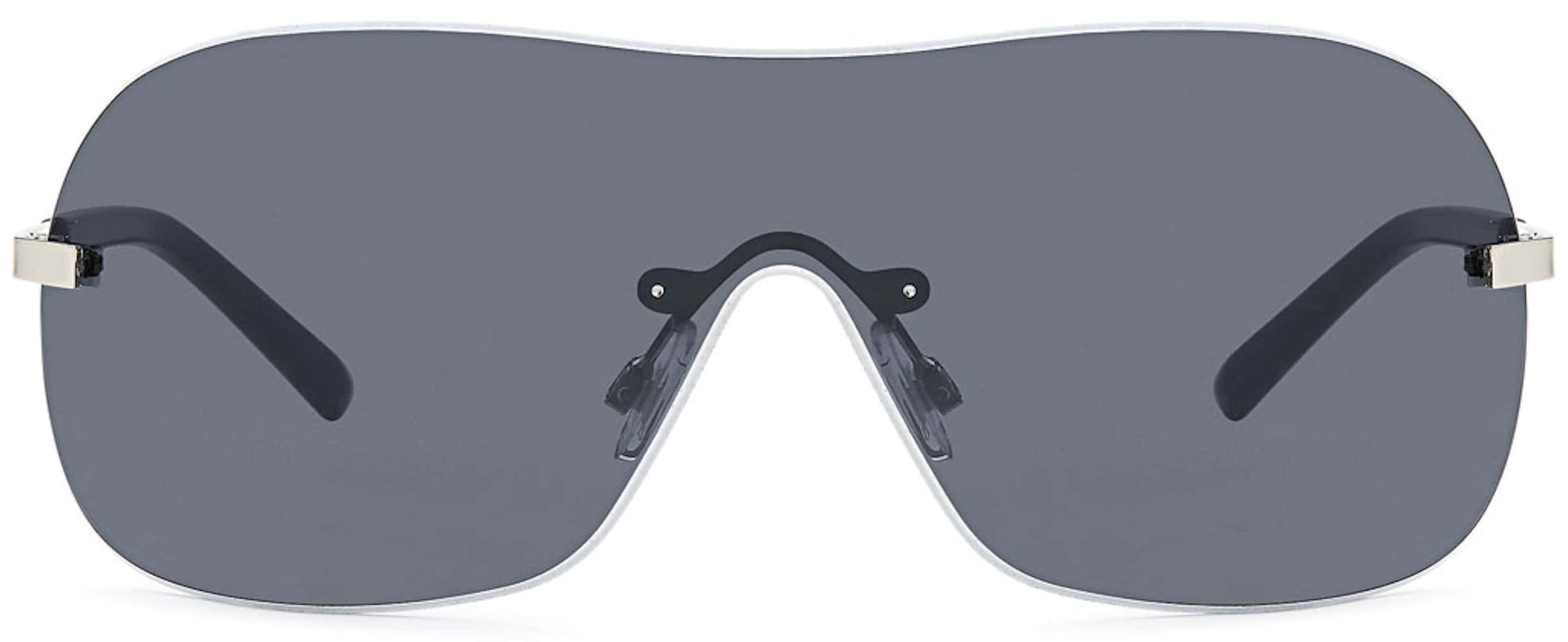 Monoscheibensonnenbrille Damen (Packung, schwarzen Linsen Schwarz 1-St) BEZLIT Monoscheiben mit Eyewear Sonnen Brille Silber