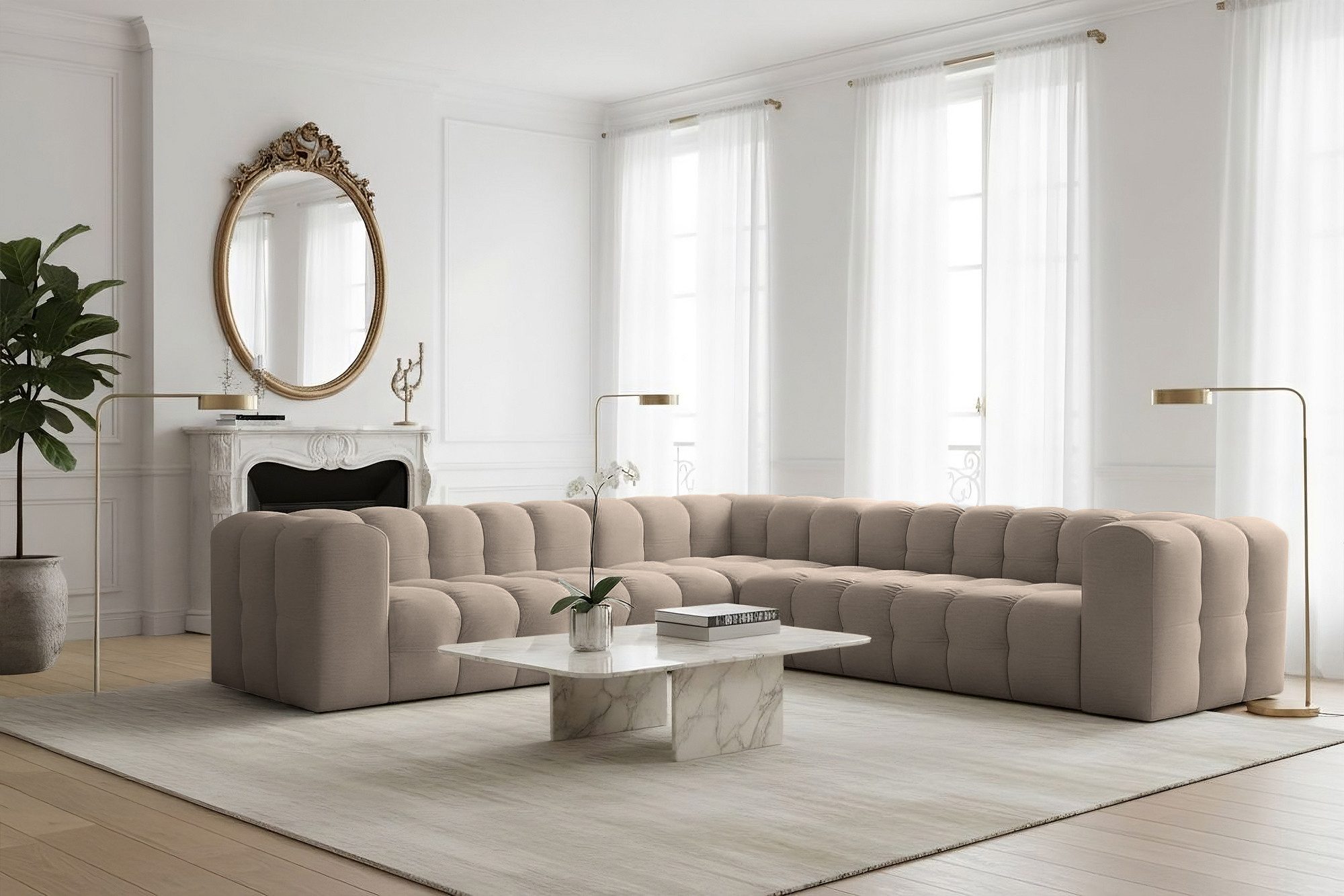 yourhouse24 Ecksofa BLOOM CORNER 3, 300x300 cm, Symmetrisches Design-Sofa in Bubble-Optik, Made in Europe