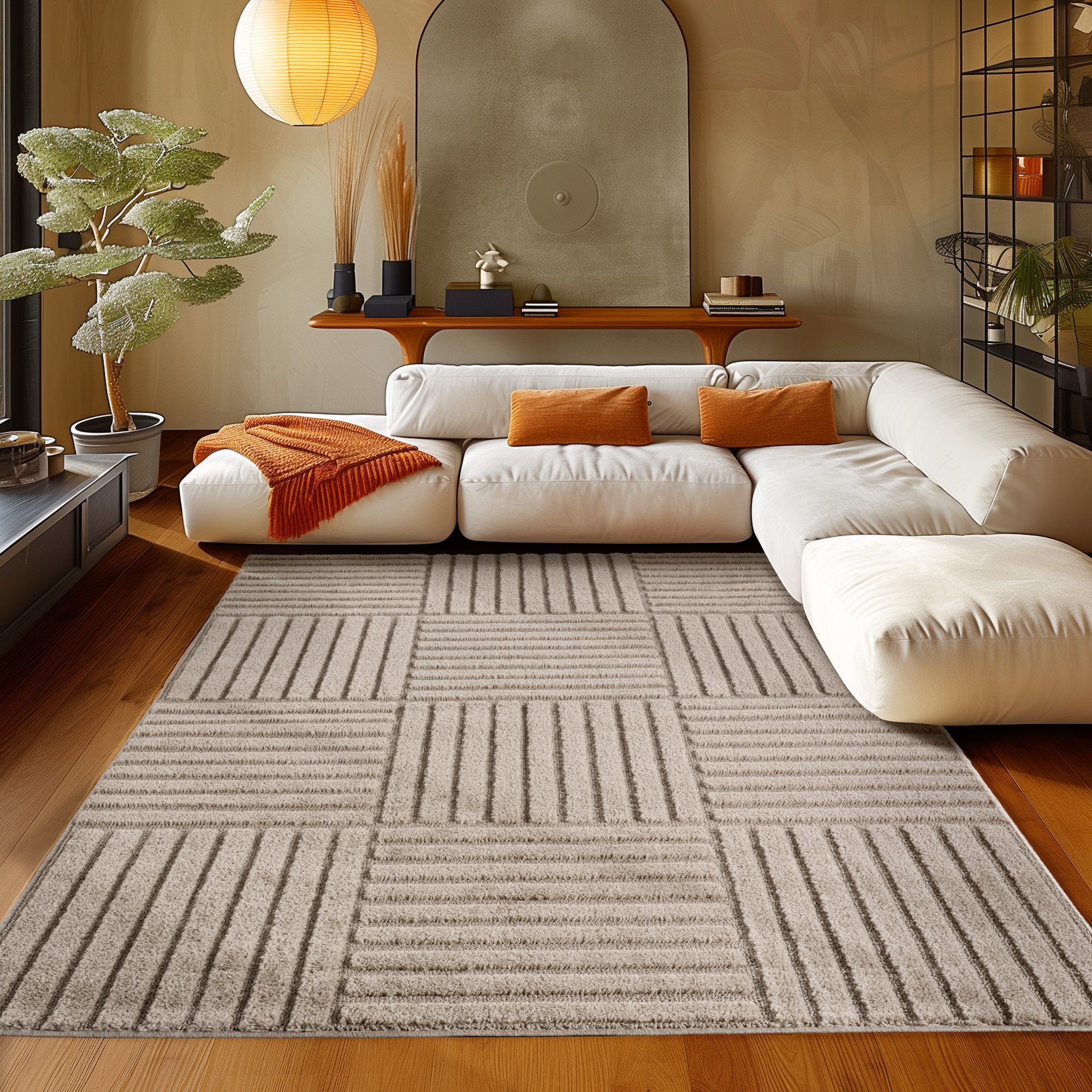 Teppium Hochflor-Teppich Boho-Design, Rechteckig, Höhe: 20 mm, Teppich Wohnzimmer Boho Design 3D Optik Skandinavische Stil