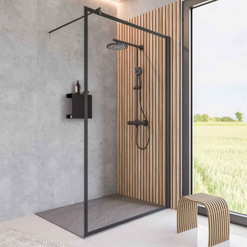 Schulte Walk-in-Dusche Alexa Style 2.0, Höhe: 200 cm, 6 mm Sicherheitsglas, Dekor Frame, Frontscheibe