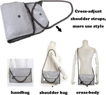 SOTOR Schultertasche (Damen Handtaschen Clutches Elegante Schultertasche Handtasche Metallic Kette Riemen Leder Cross Body Taschen)