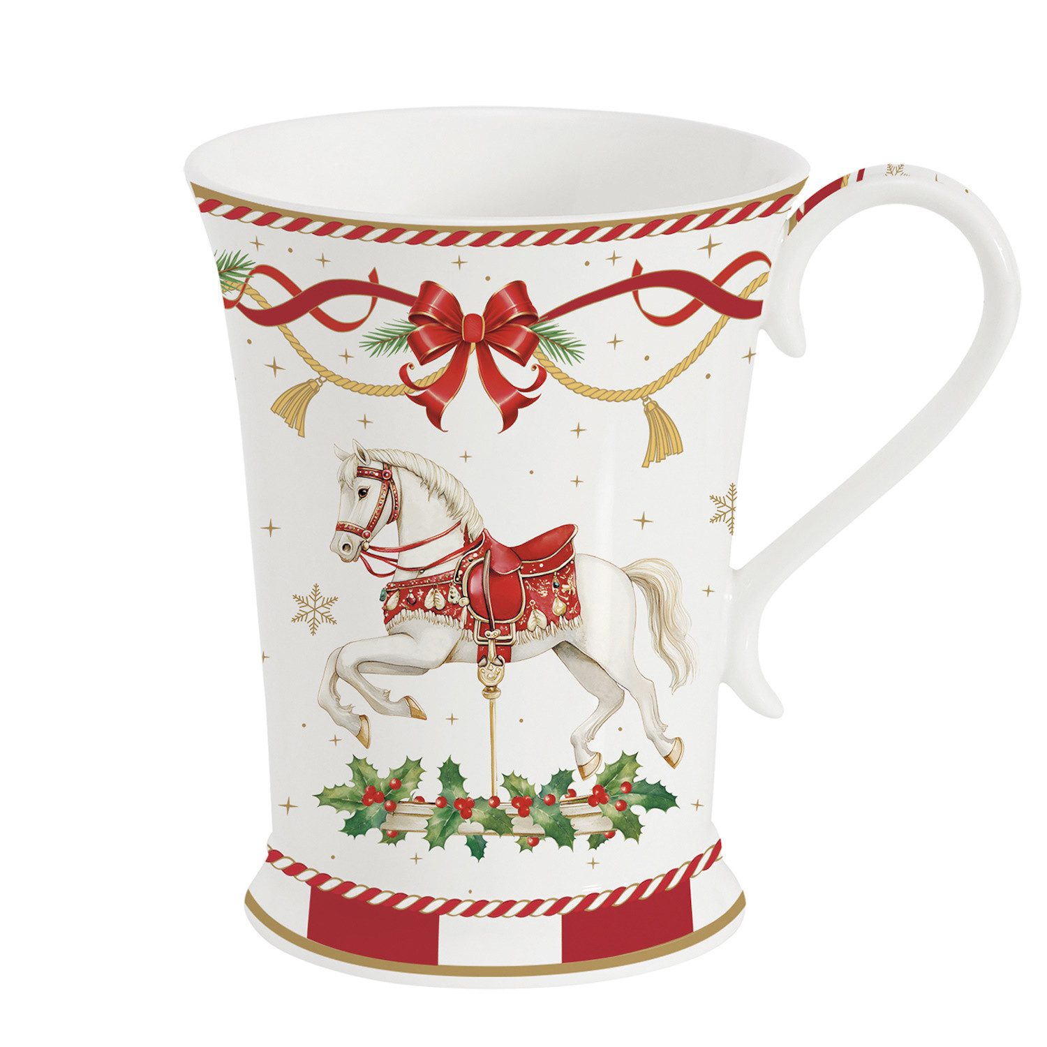 EasyLife Tasse Christmas Tale, Porzellan, Spülmaschinengeeignet, Mehrfarbig, Motiv: Schaukelpferd