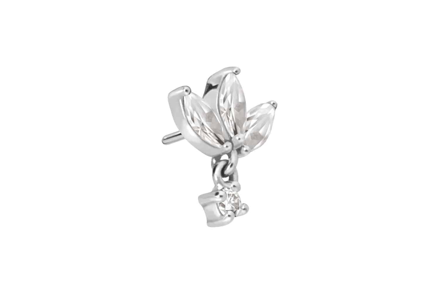 Piercing-Set 14 Karat Gold Schraubaufsatz mit Außengewinde MOISSANIT-LOTUSBLÜTE