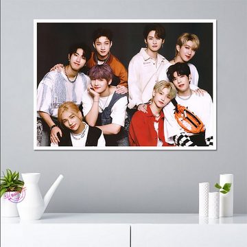 TPFLiving Kunstdruck (OHNE RAHMEN) Poster - Leinwand - Wandbild, Streunende Kinder - Stray kids - Bang Chan, Lee Know - (Changbin, Hyunjin, Han, Felix, Seungmin und In), Leinwand bunt - Größe 13x18cm