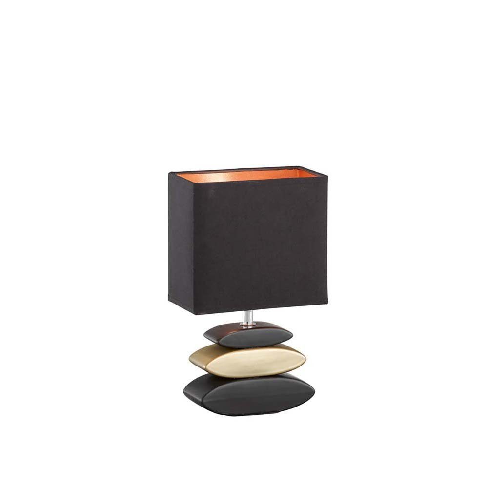 gold Tischleuchte Nachttischleuchte etc-shop Keramik Tischlampe schwarz Tischleuchte, LED
