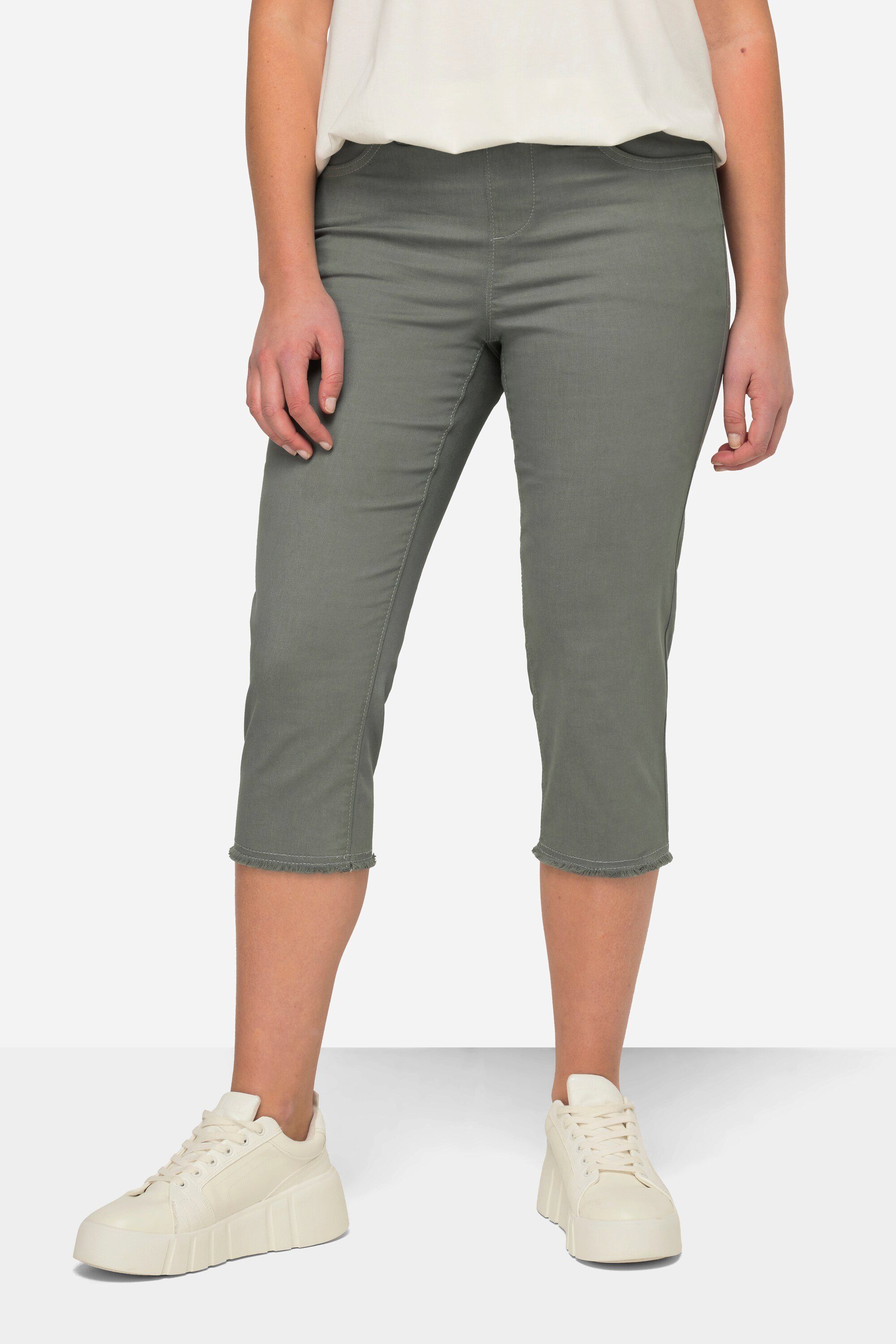 Laurasøn Funktionshose Caprihose Jeggings Fransensaum Elastikbund