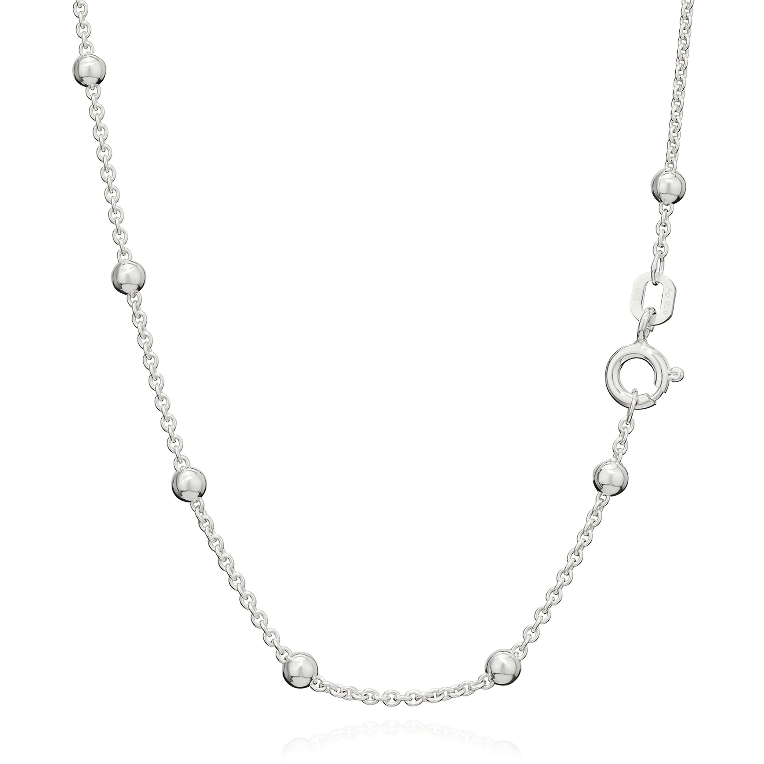 Valentinstagsgeschenk NKlaus Silberkette 925er Sterling Silber Kette Collier 42cm Anker Kette Rund mit 22 Kugel (1 Stück), Made in Germany, silberfarb