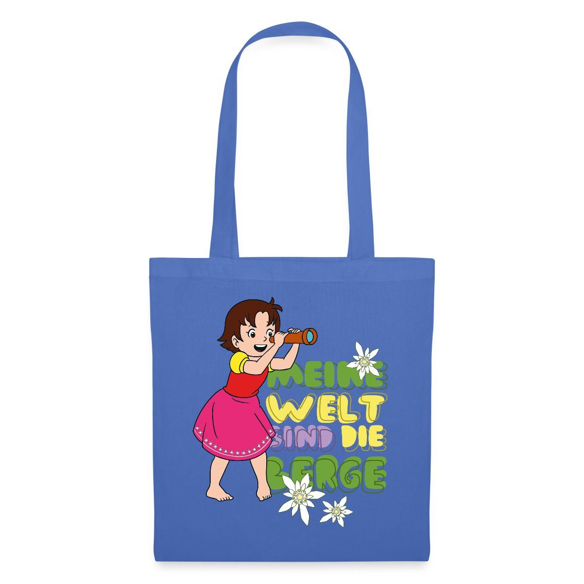 Spreadshirt Henkeltasche Heidi Meine Welt Sind Die Berge Fernglas Stoffbeutel (1-tlg)