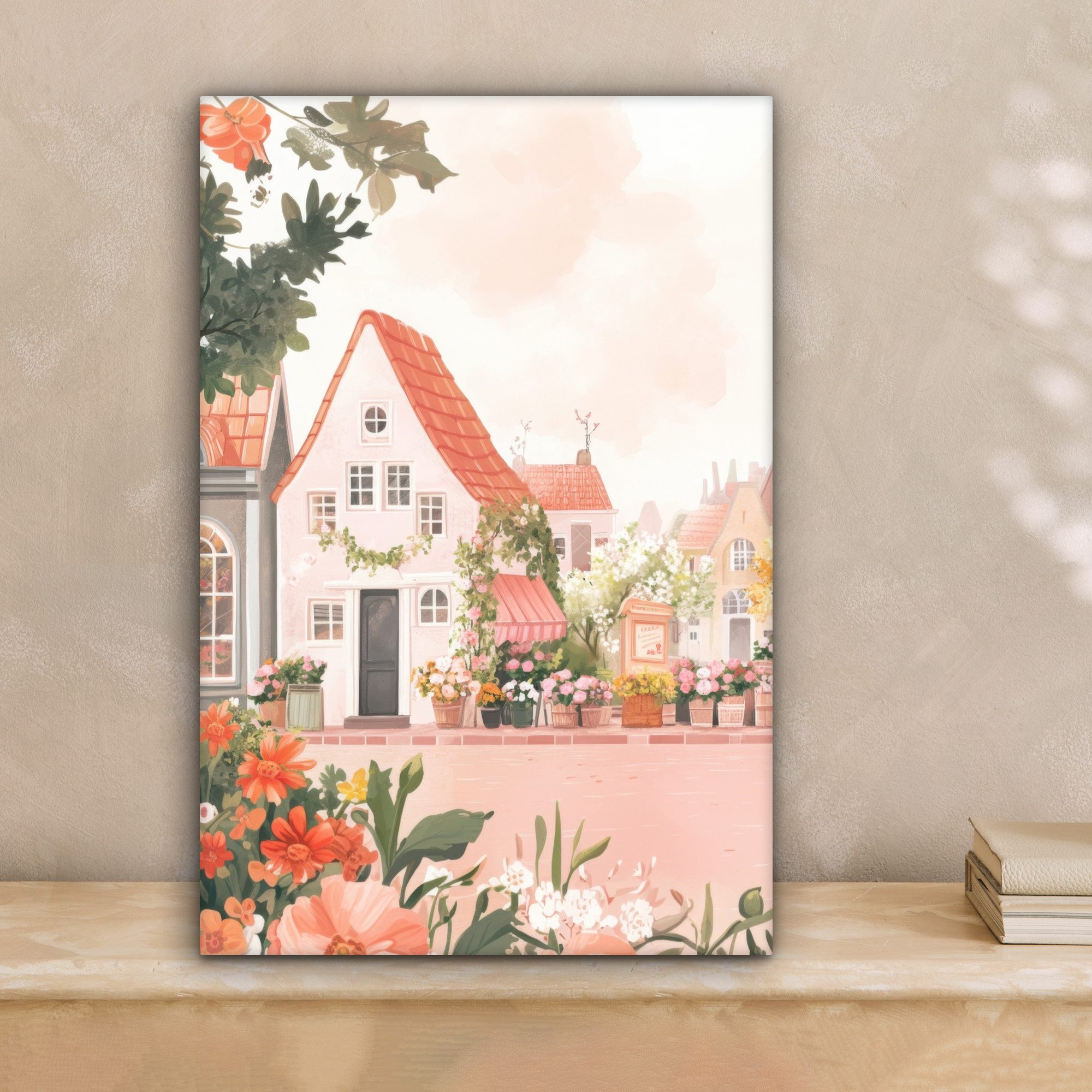 OneMillionCanvasses® Leinwandbild Blumen - Häuser - Dorf, Fotodruck (1 St), günstig online kaufen